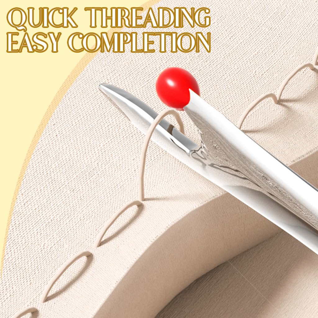 HASTHIP 2 in 1 Needle Threader for Hand Sewing and Embroidery featuring Dual Head Design | Retractable ABS Tool in Beige