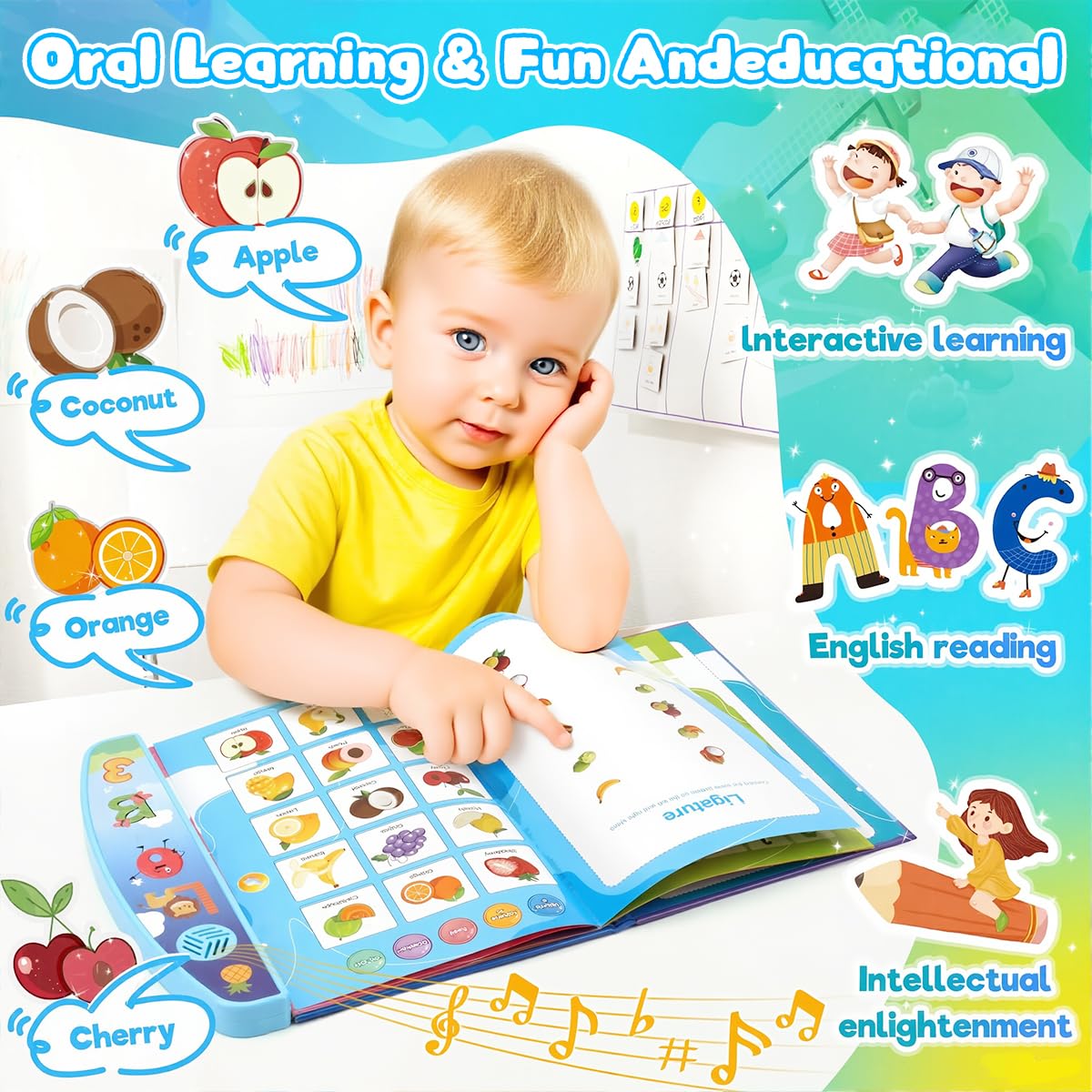 PATPAT Intelligent Book for Kids with 8 Themes and 20 Pages | Interactive Sound Learning Toy for Ages 2–5