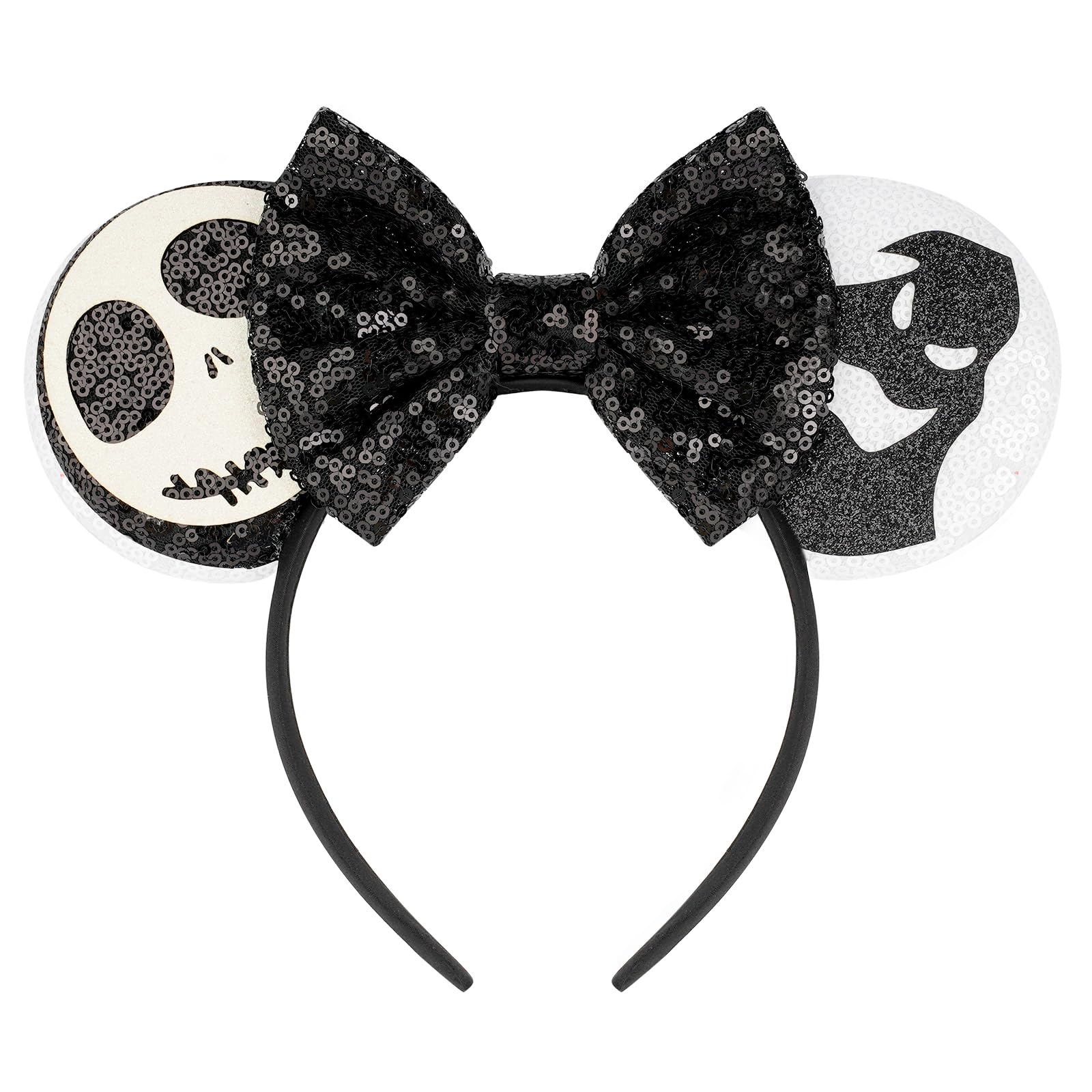 PATPAT® Halloween Headband for Girls Spooky Skull Ghost Micky Mouse Ears Sequin Bow Headband Spooky Ears Fun Halloween Costume Dressing Headband for Girls