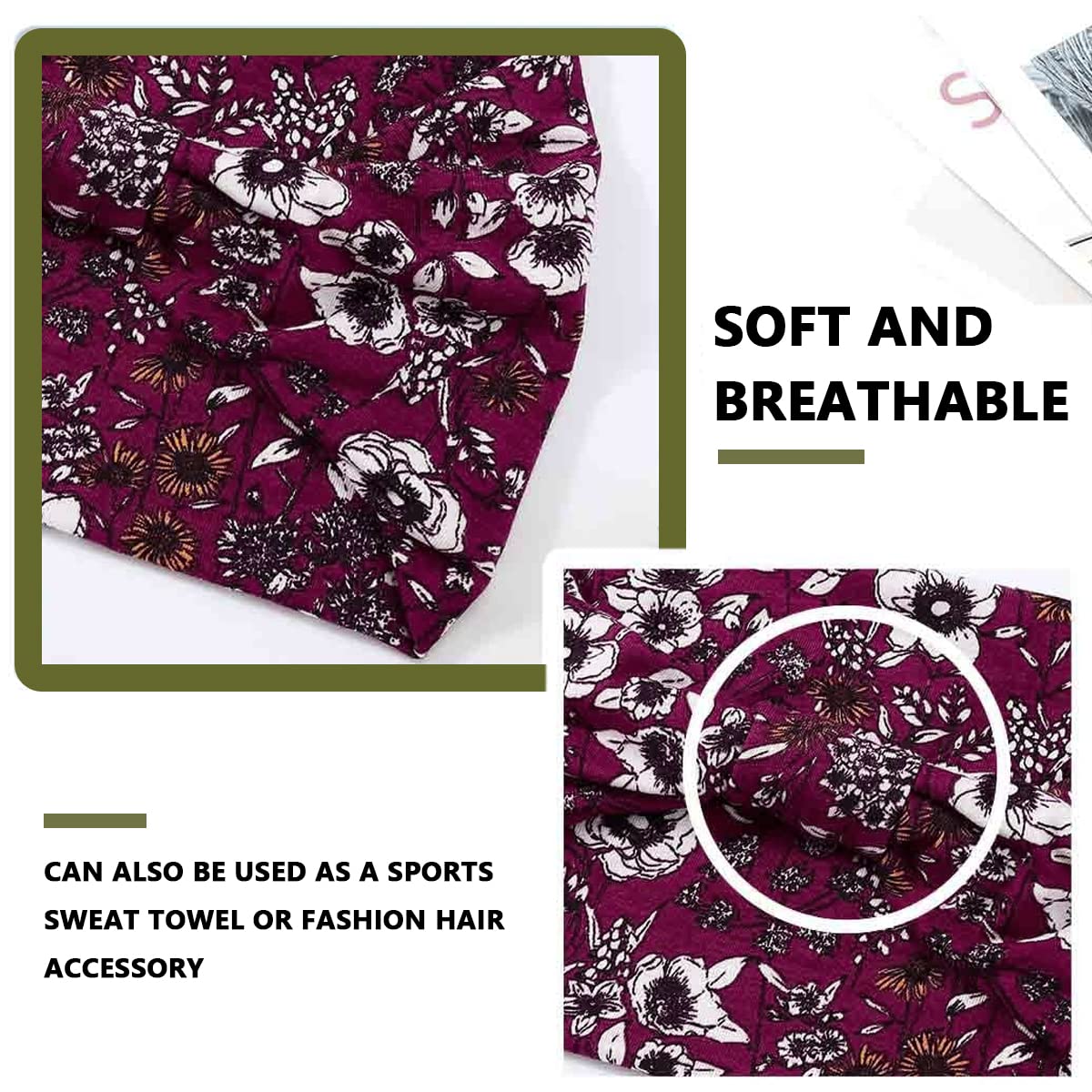 Optifit Wide Headbands for Women featuring Boho Floral Print | Pack of 4 and 3PCS