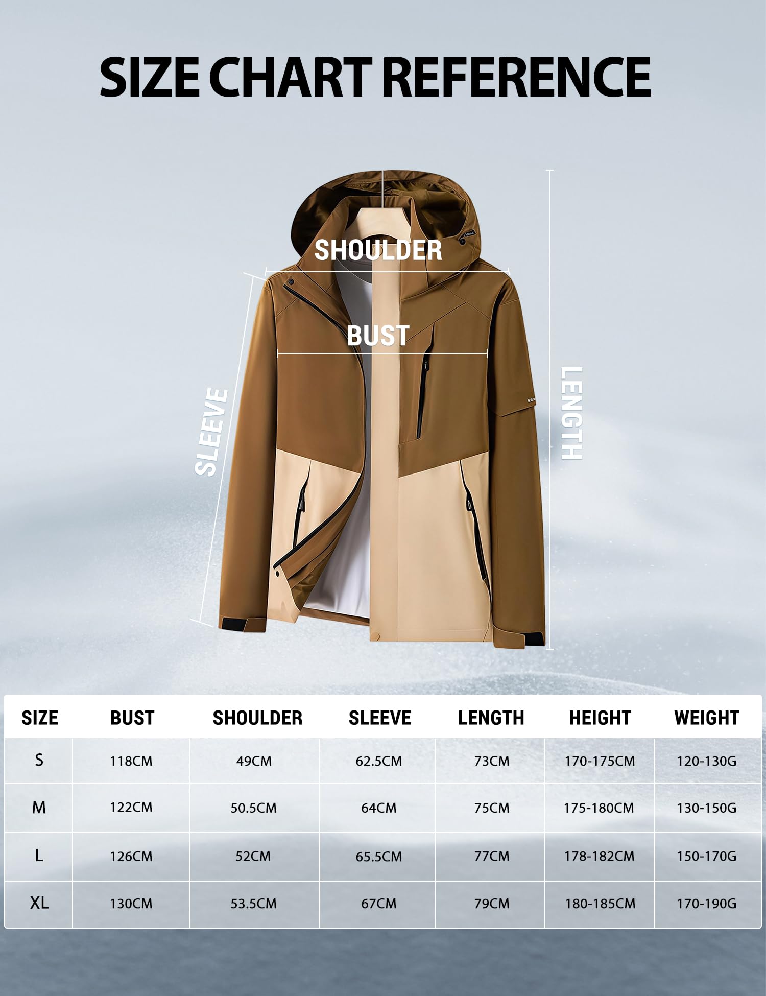 Venzina Men’s Lightweight Jacket for Hiking and Cycling with Reflective Sleeves | Brown Water‑Repellent Windbreaker