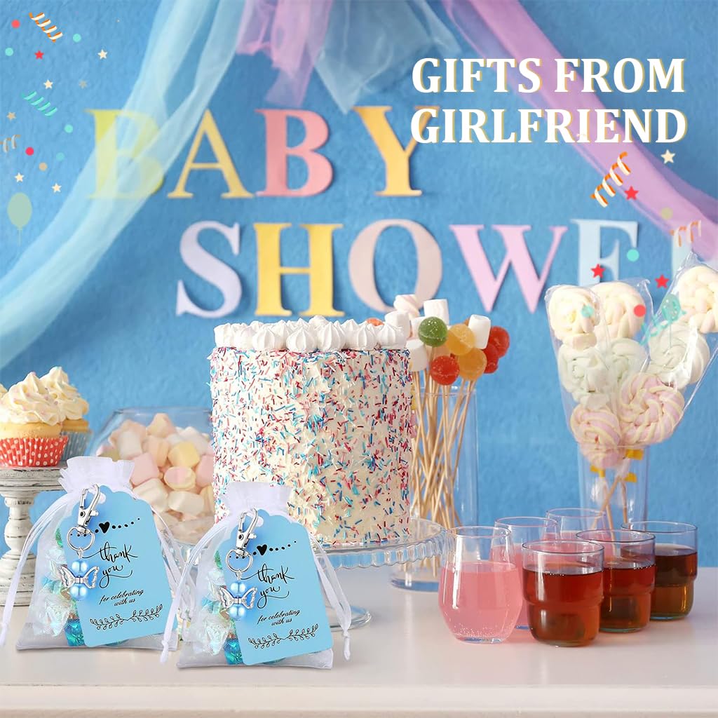 Supvox Guardian Angel Keychain for Girls with 30 Pcs Pearl Pendant & Thank You Tags | Ideal for Birthday and Wedding Favors