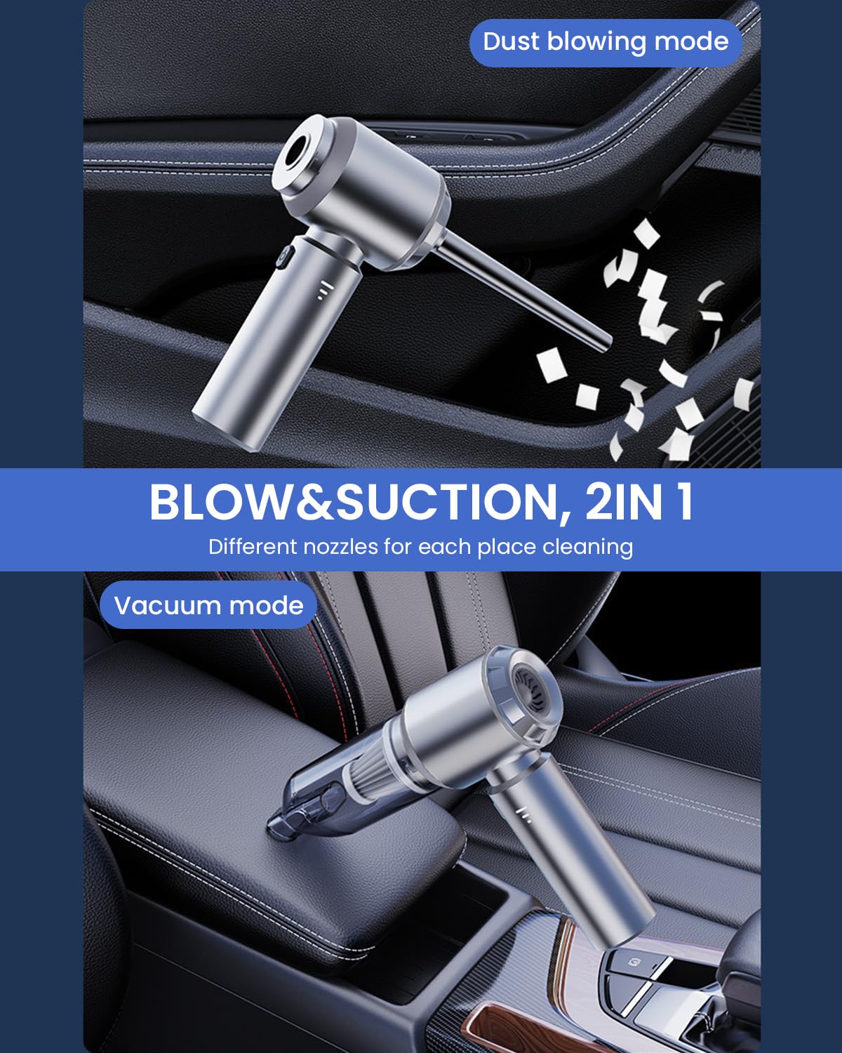 ZORBES Cordless Air Duster for Home and Car Cleaning with 15000Pa Suction and 6000mAh Battery
