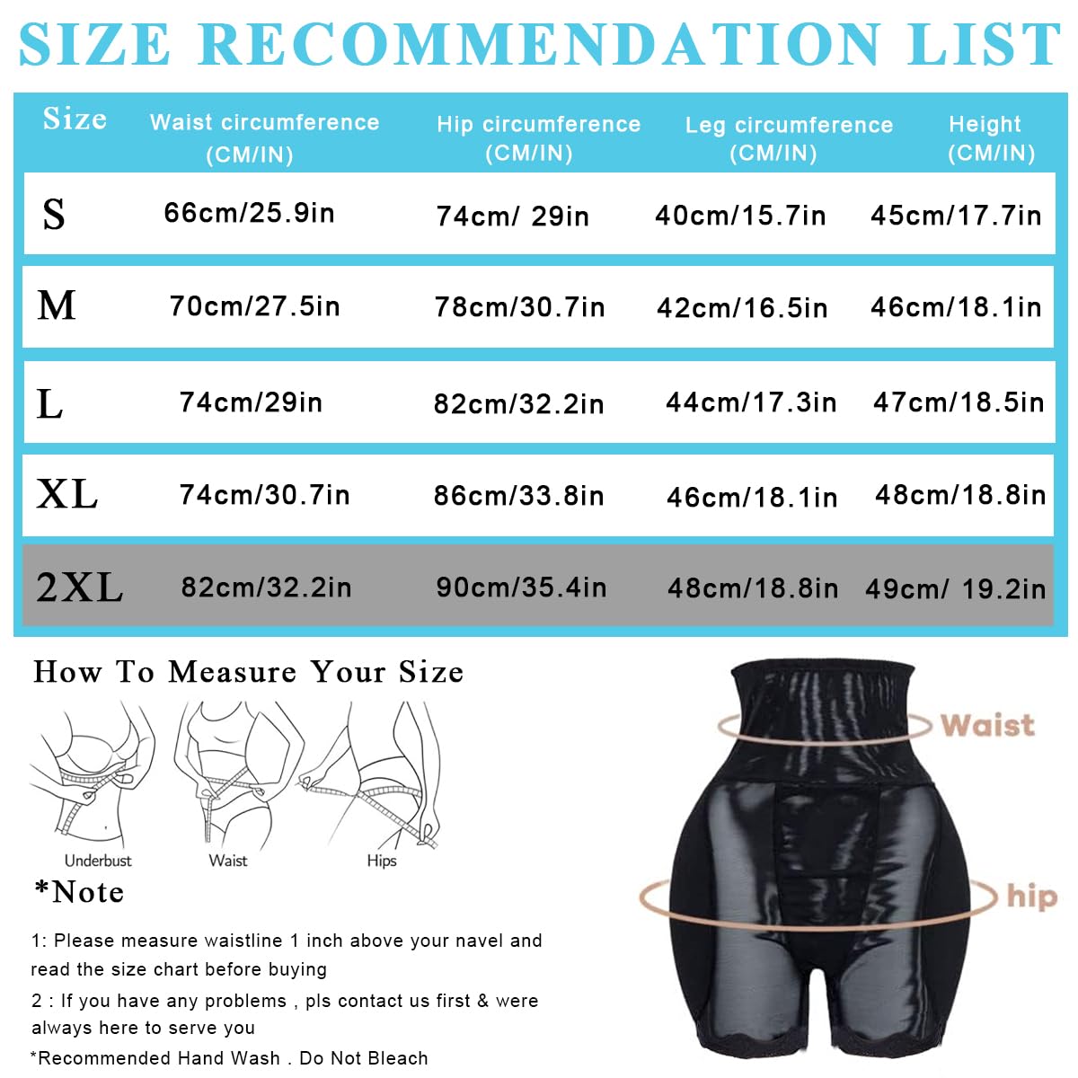 PALAY Hip Pads for Women with Dual Hip Insert Pads and Dacron Fabric | 78cm Waist Shapewear