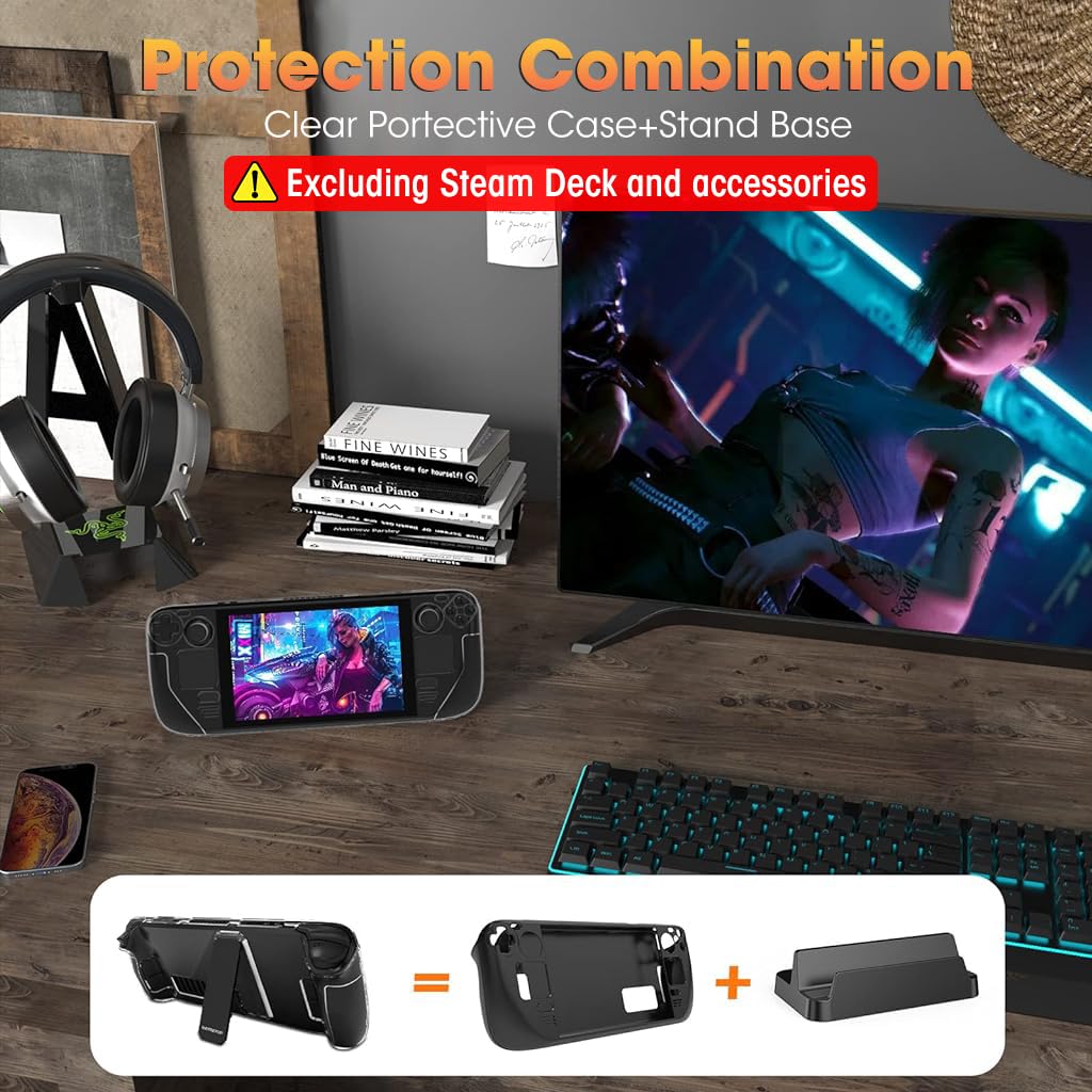 Zeitel Steam Deck Protective Case with Ergonomic Kickstand and Transparent PC Cover | Full Anti‑Scratch Protection