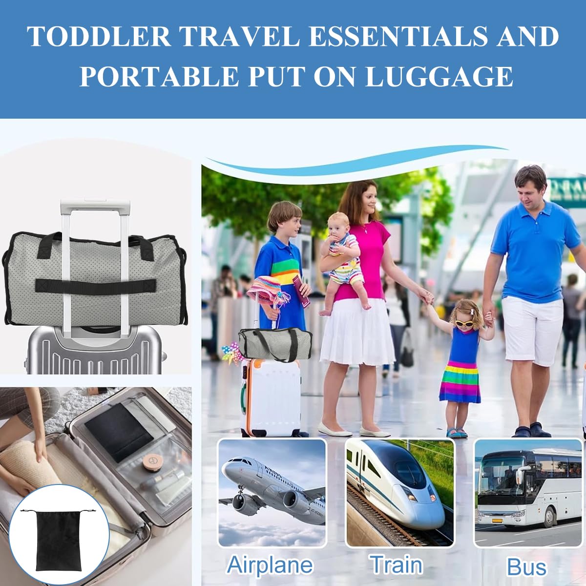 SNOWIE SOFT Toddler Airplane Bed for Travel with Convertible Seat Extender | 30.3×17.3 in Fit