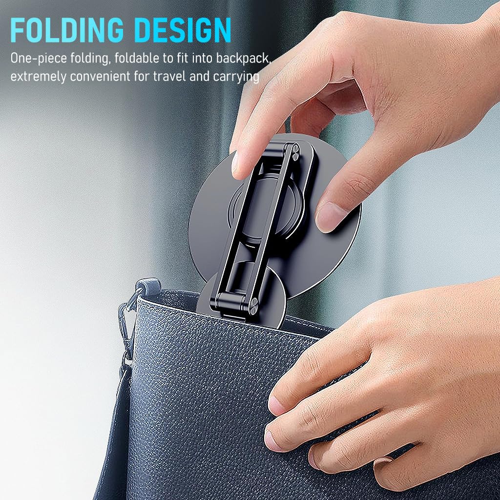 ZORBES Magnetic Desk Phone Stand for iPhone 14 13 12 Series with 360 Rotation Base | Aluminum Adjustable Foldable Holder 3PCS