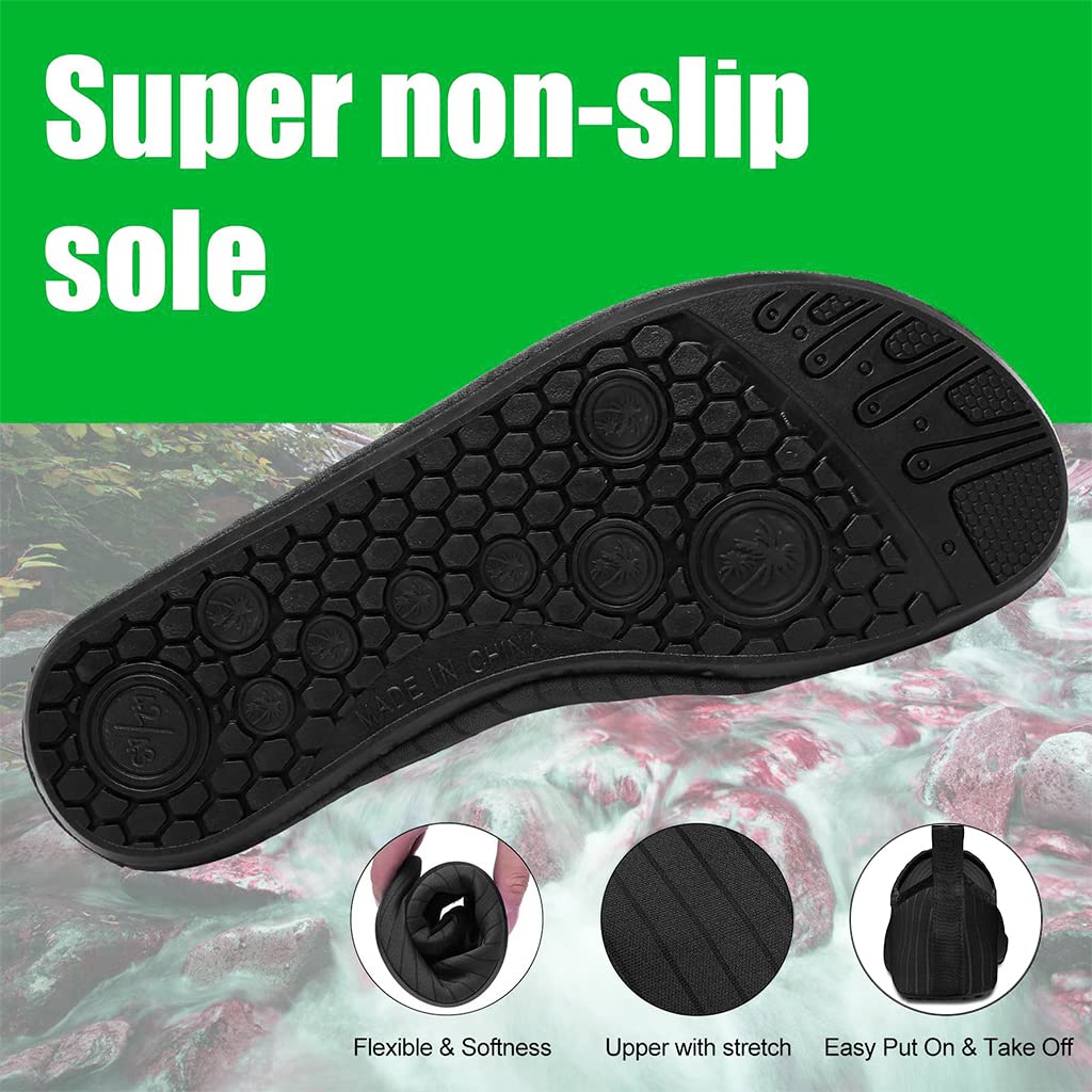 PALAY Water Shoes for Beach and Swim with 4mm EVA Insole and TPR Anti Slip Sole | Black