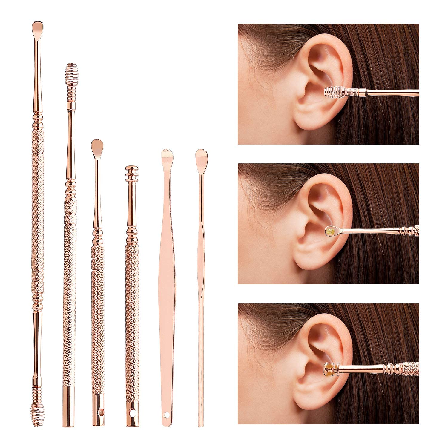 MAYCREATE Ear Wax Cleaner for Daily Ear Care with LED Light and 10PCS Stainless Steel Tools | Safe Anti Slip Design for Adults and Kids