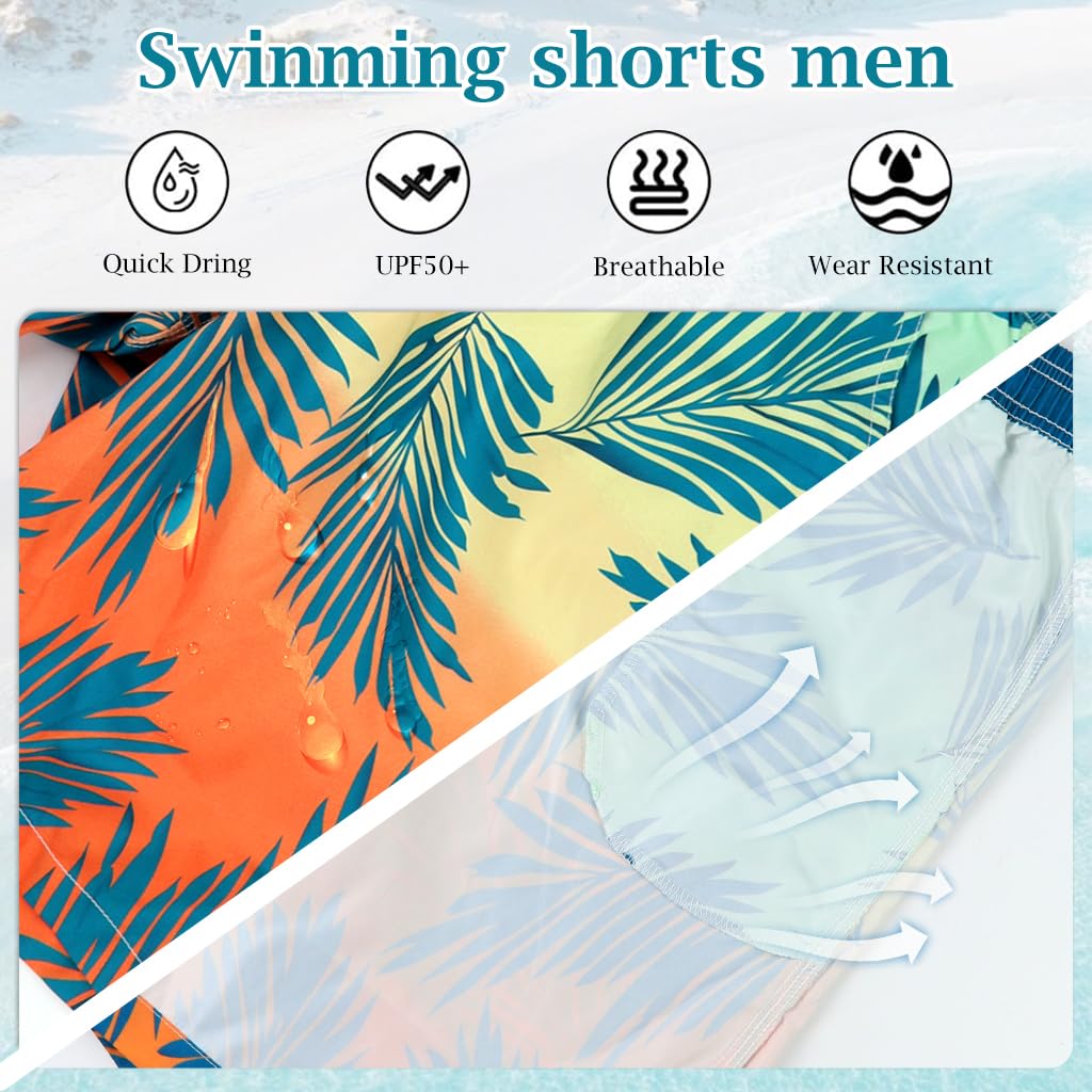 Proberos Swimming Shorts for Men with Quick Dry Polyester and Elastic Waist | 2 PCS Summer Beachwear