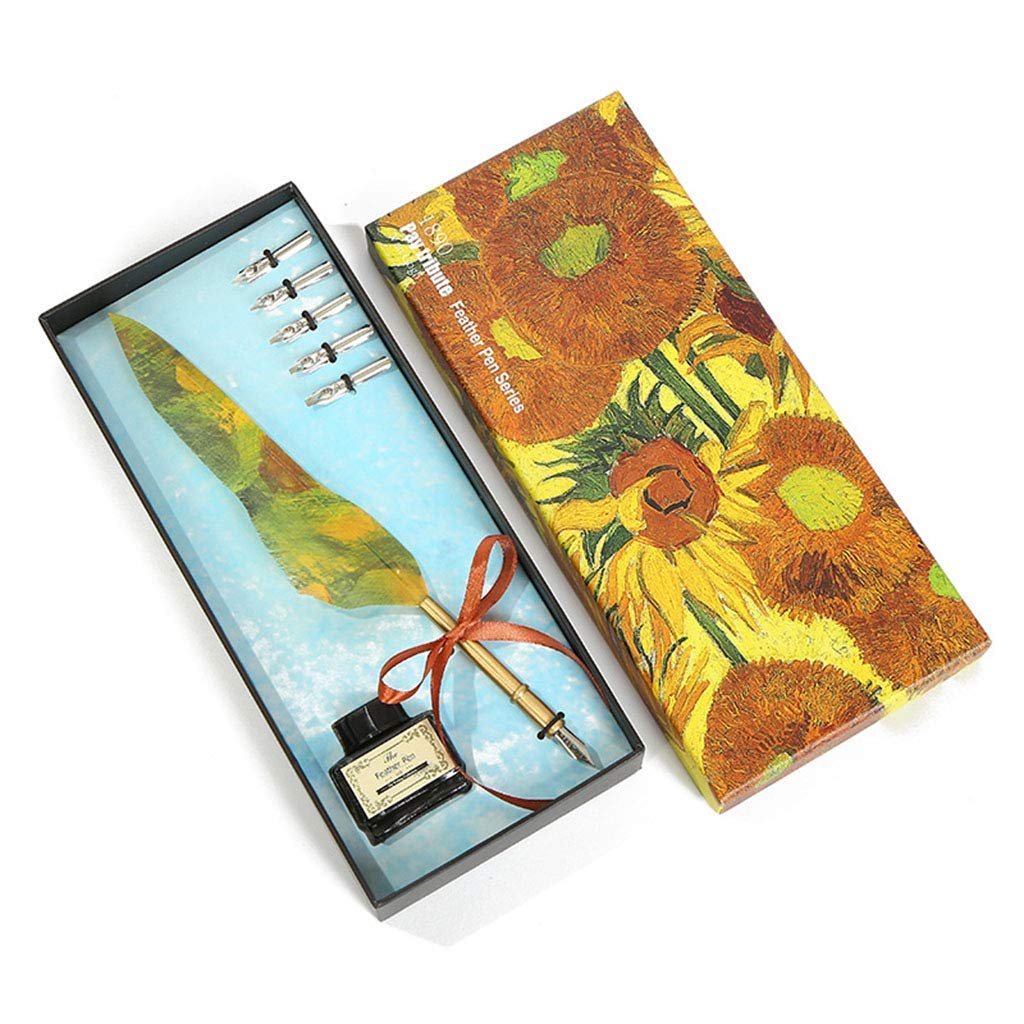 HASTHIP Quill Pen Ink Wax Seal Stamp Gift Set with 15ml Ink and 5 Nibs | Antique Feather Writing Kit