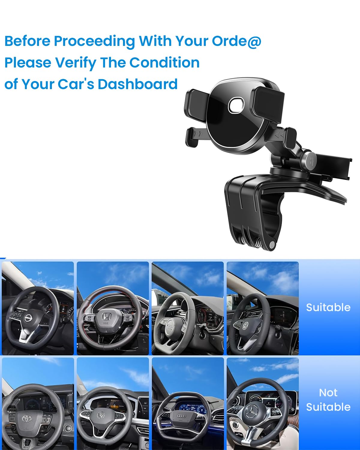 STHIRA Mobile Holder for Car Dashboard with 360° Adjustable Rotation | Universal Fit for Smartphones