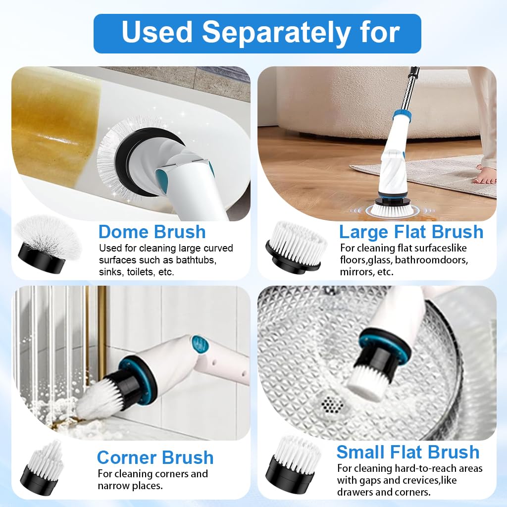 Supvox Replacement Scrub Brush Heads for Multi Surface Cleaning with Nylon Bristles | 4 Pcs Set