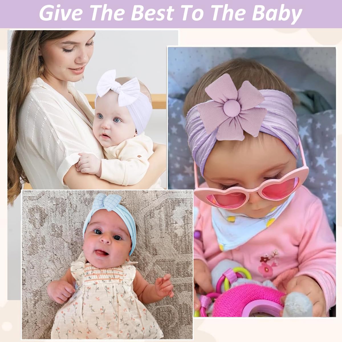SNOWIE SOFT Hair Bands for Baby Girls with Knotted Flower Bows and Soft Stretchy Nylon | 3‑Color Set