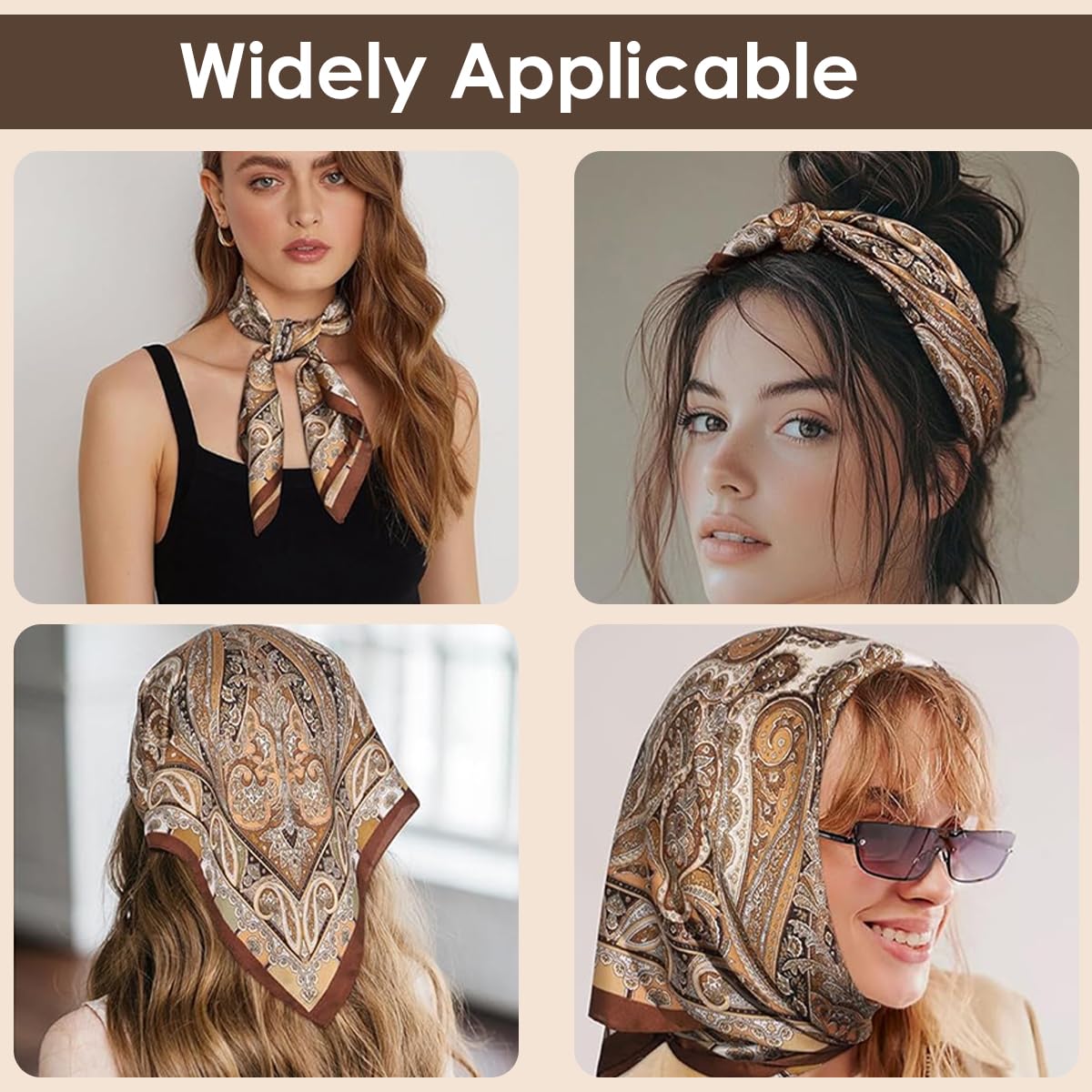 SANNIDHI Silk Like Head Scarf for Women featuring 35x35 in Boho Floral Print | Hair Wrapping and Sleeping