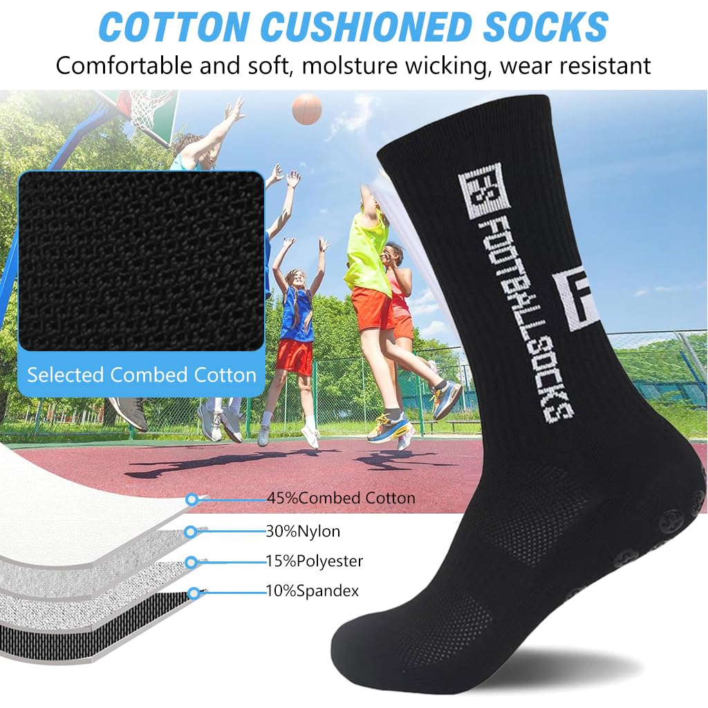 Proberos Football Socks Set for Men and Women with Dual Anti Slip Grip Pads and Breathable Sleeves