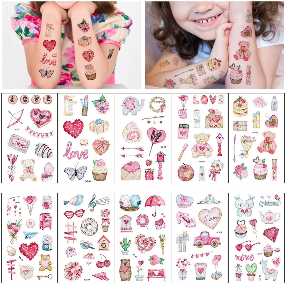 MAYCREATE Temporary Tattoo Stickers for Parties with 10 Sheets Waterproof Design | DIY Body Art