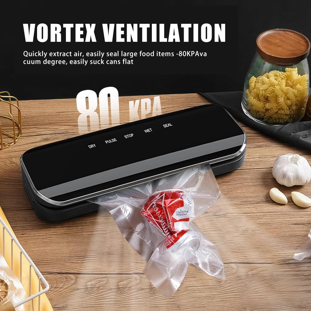 Supvox® Automatic Vacuum Sealer - Smart Sensor, 80kpa Suction, Dry & Moist Modes, Rechargeable Food Sealer for Fresh Meat, Cereal, Fruits & Semi-Liquid Items, Ideal for Home Use