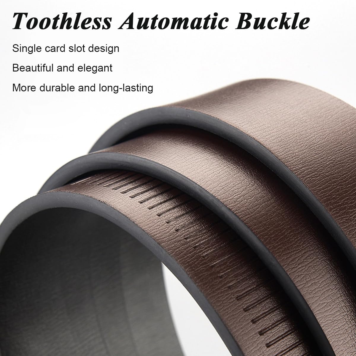 GUSTAVE Belt for Men with Auto Lock Adjustment 125cm Length PU Leather Black | Business Casual Style