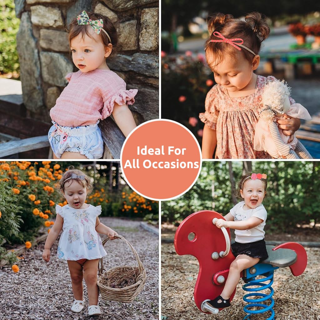 PALAY Baby Girl Headbands featuring Adorable Bow and Flower Designs | 10 Pack Nylon Set