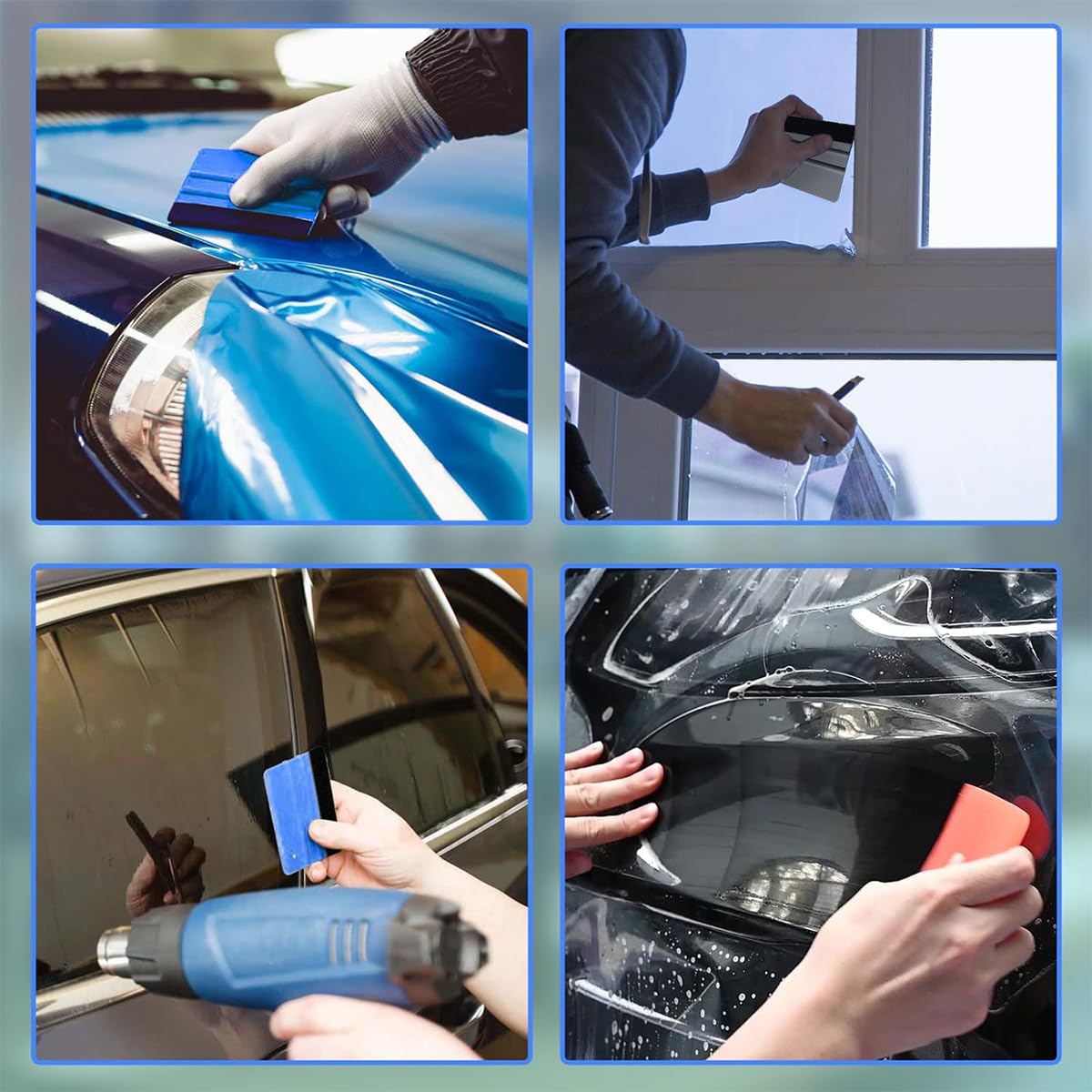 Supvox Vinyl Wrap Squeegee for Decals and Window Film featuring Dual Edge Grip | 3Pcs 4in 5in 6in ABS Felt Edge Set
