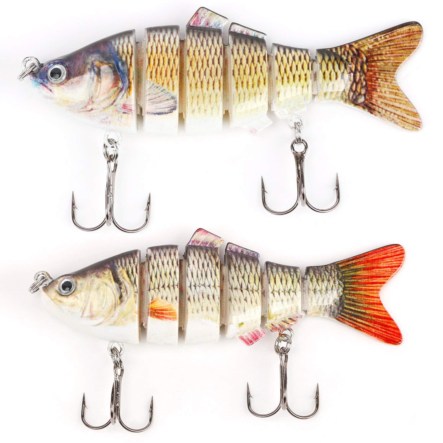 Scotamalone Fishing Baits 2 Pack featuring 6 Segment Swimbait 10cm 19g with Carbon Steel Hooks