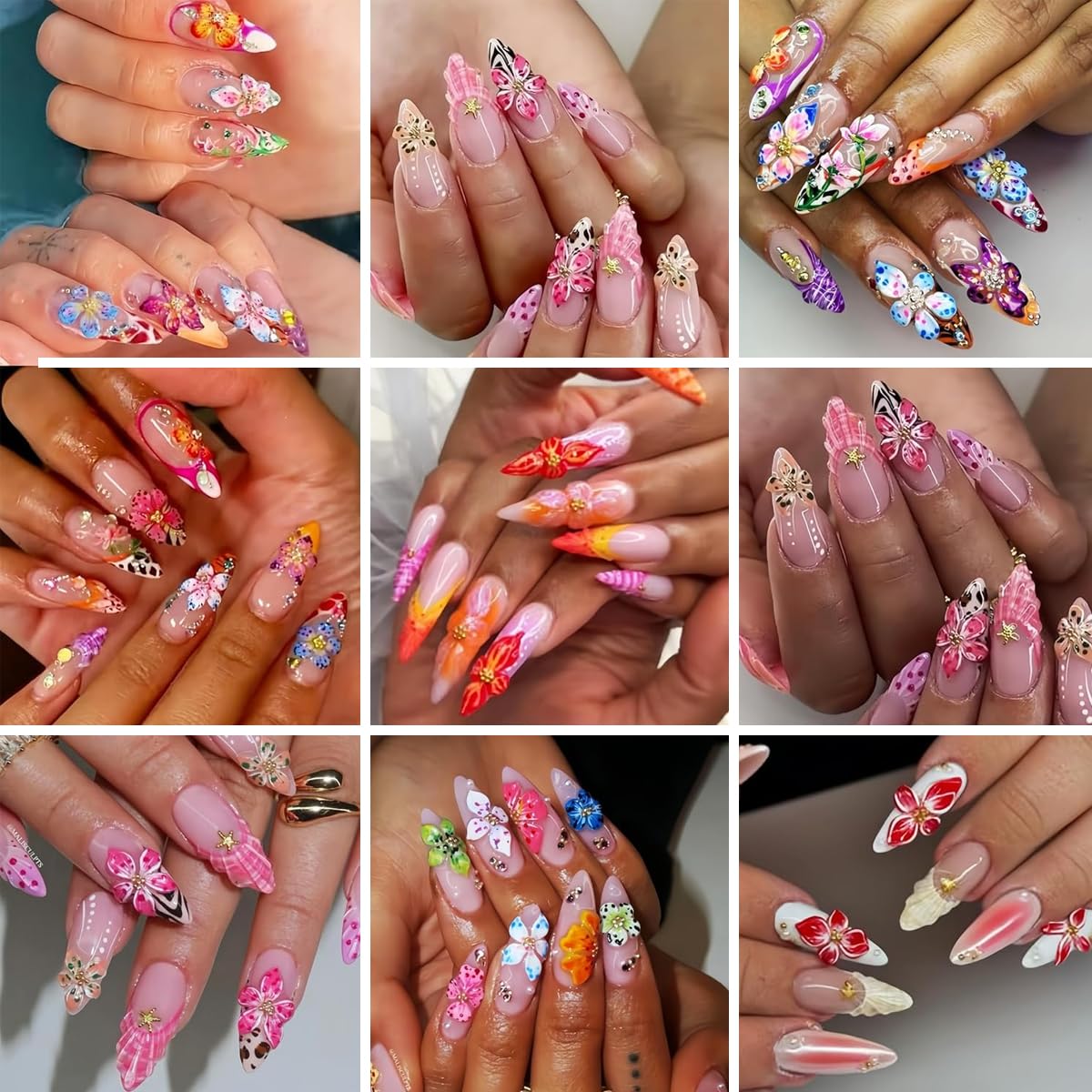 MAYCREATE Flower Nail Art Charms for DIY Nails with 60pcs 3D Jelly Resin Floral Gems | Summer Decorations