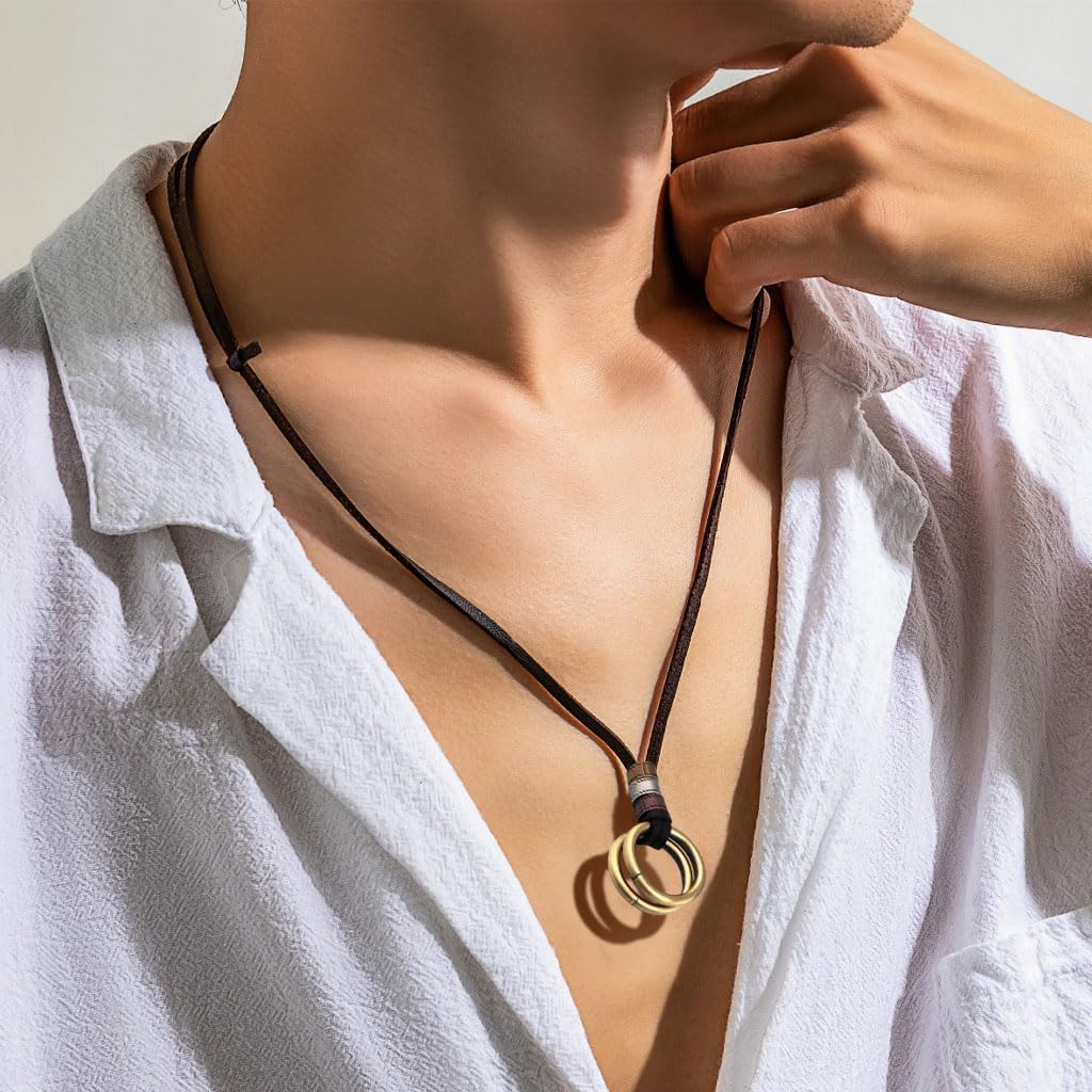 Zibuyu Unisex Leather Necklace with Stainless Steel Pendant for Casual and Formal Wear