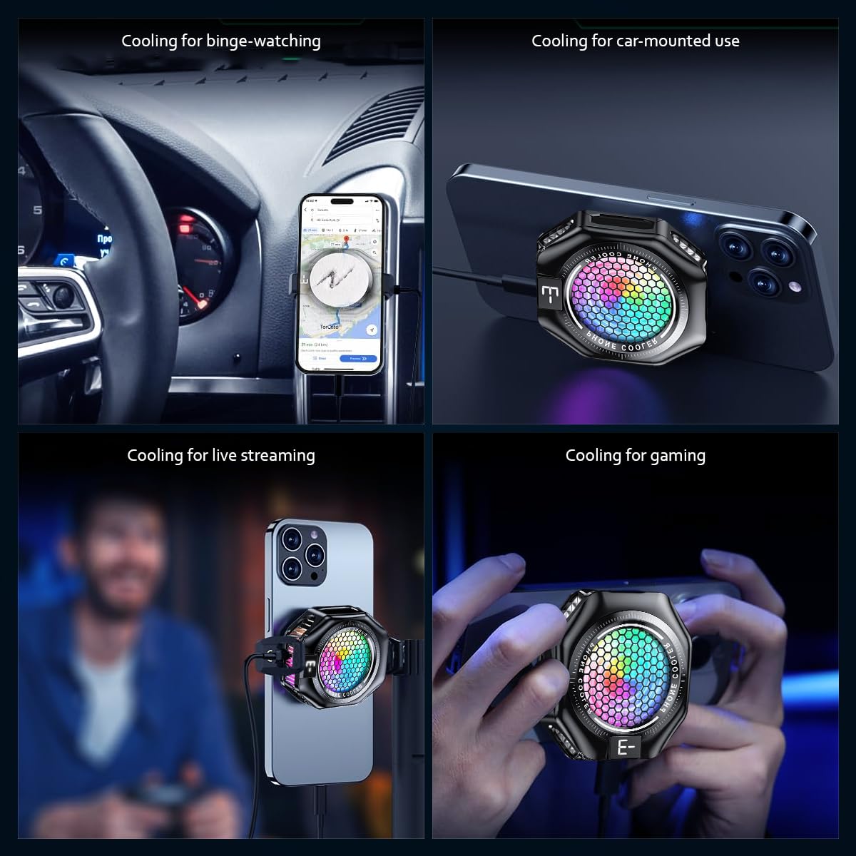 ZORBES Phone Cooler for Gaming with 9 Blade Fan and Semiconductor Cooling | RGB LED Design