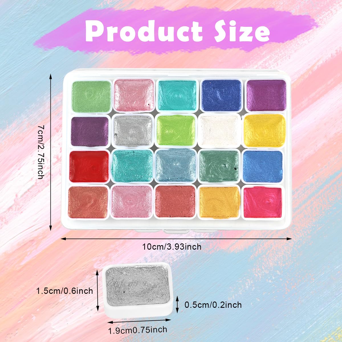 HASTHIP Metallic Watercolor Paint Set for Art and Craft Projects with 20 Shimmer Colors | Portable Palette for Artists and Beginners
