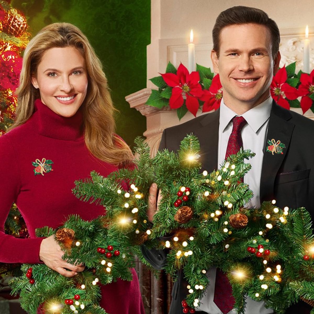 HASTHIP Christmas Brooch for Festive Outfits with Rhinestone Bell Design and Alloy Build | Gift for Women and Men