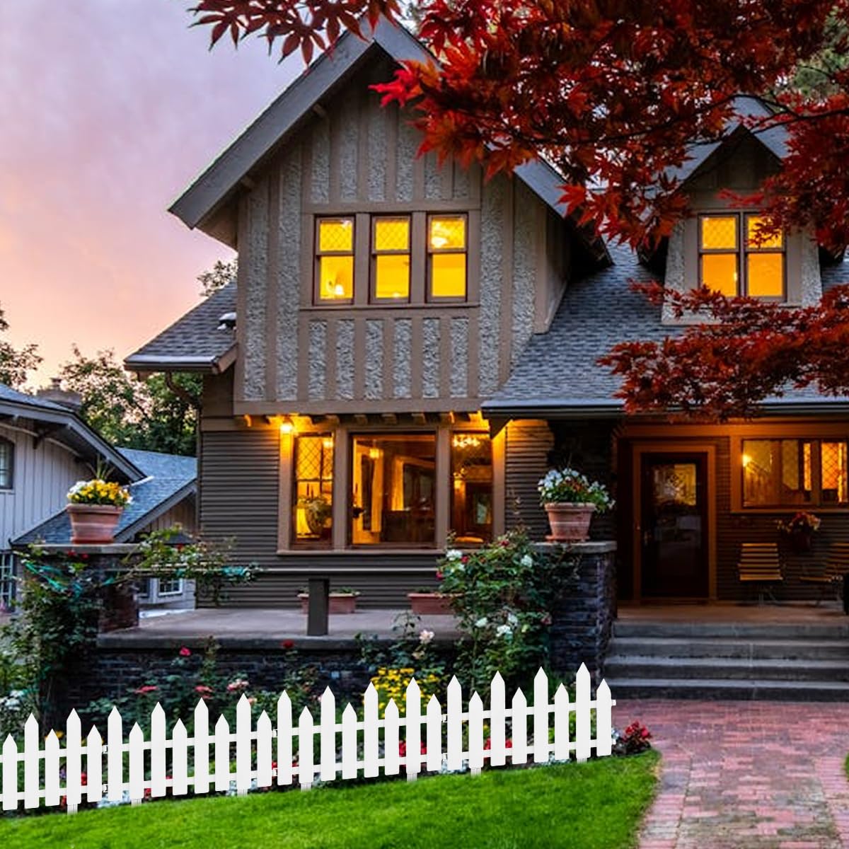 HASTHIP Garden Fence Decorative for Flower Beds and Pathways featuring Pointy Stake PVC Panels 50x30cm | Easy Outdoor Installation