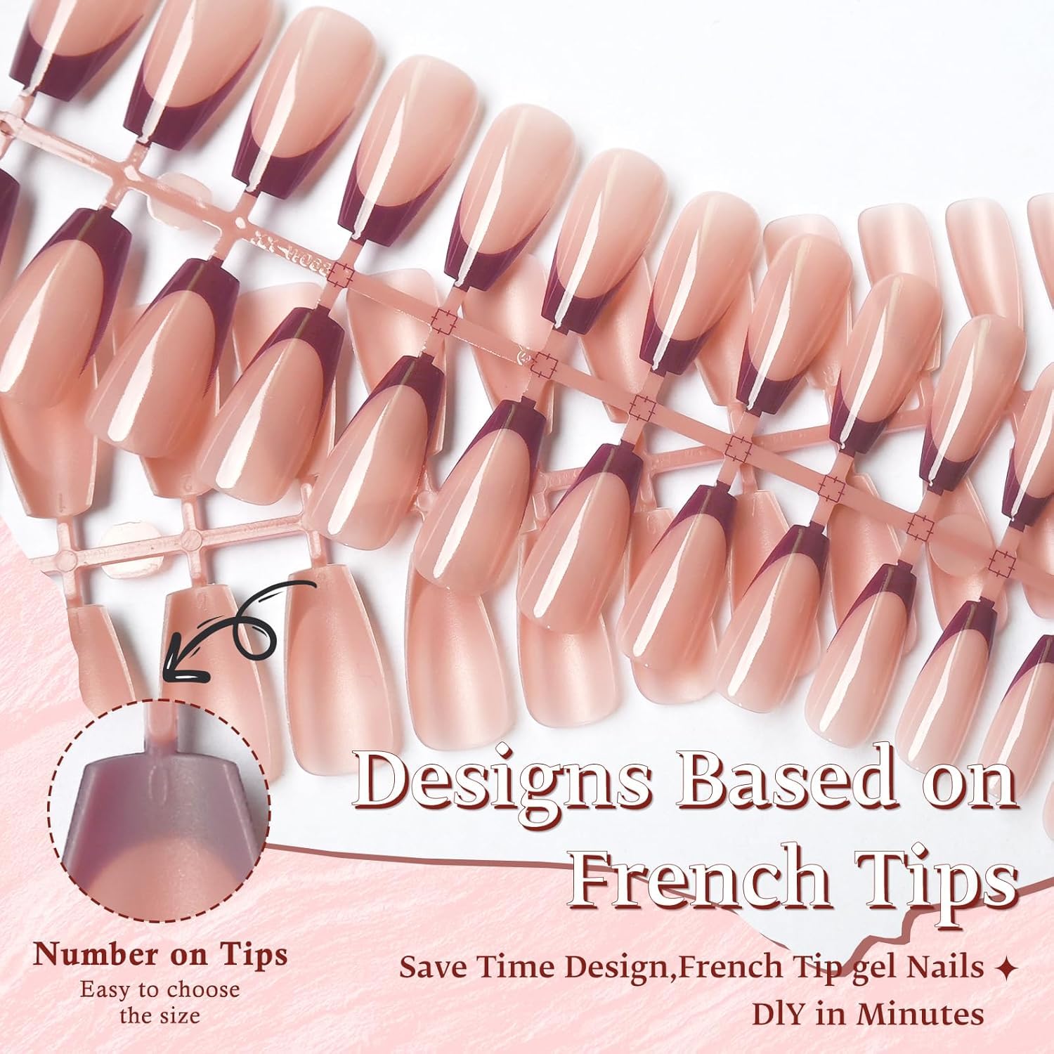 HANNEA Almond Shape Press On Nails for French Tip Manicure with 150pcs Multi Size Set