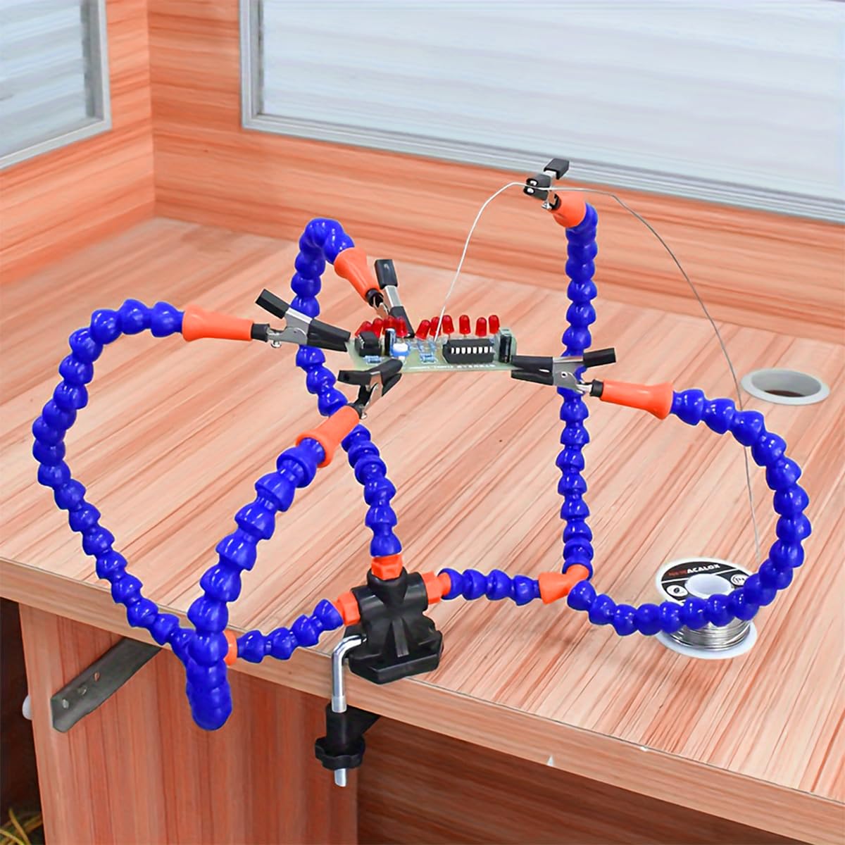 Serplex Soldering Station with 5 Flexible Arms and Insulated Alligator Clips for PCB Work | Adjustable Helping Hands Tool