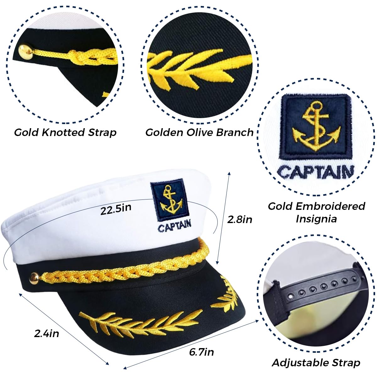 PATPAT Captain Hat for Adults with Embroidered Marine Chief Design and Sunglasses Set | Ideal for Cosplay and Party Role Play