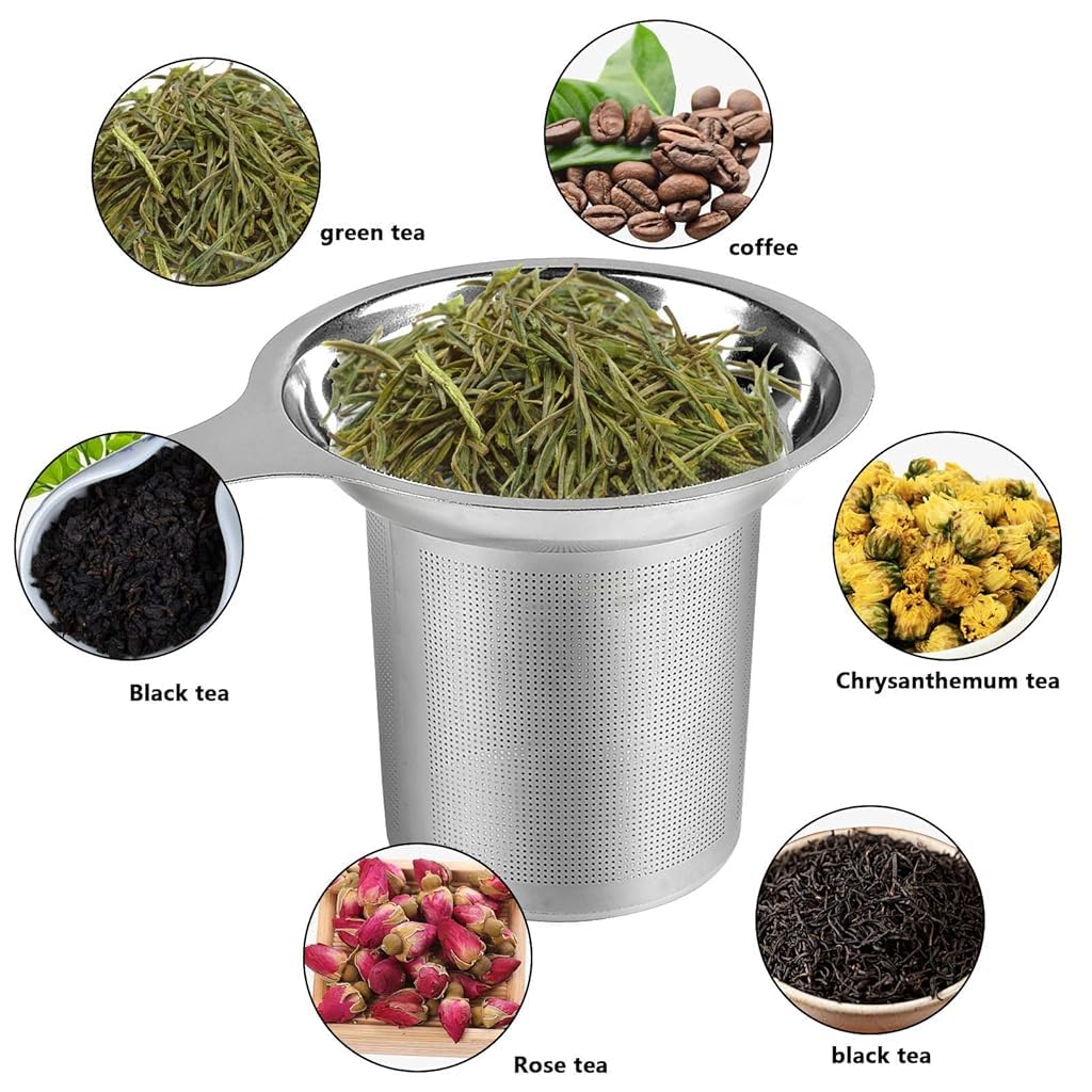 ZIBUYU Sink Strainer and Tea Strainer Set for Kitchen and Bathroom featuring 4.3 in Filter and 8.8 cm Mesh | Stainless Steel with Easy Clean Handle