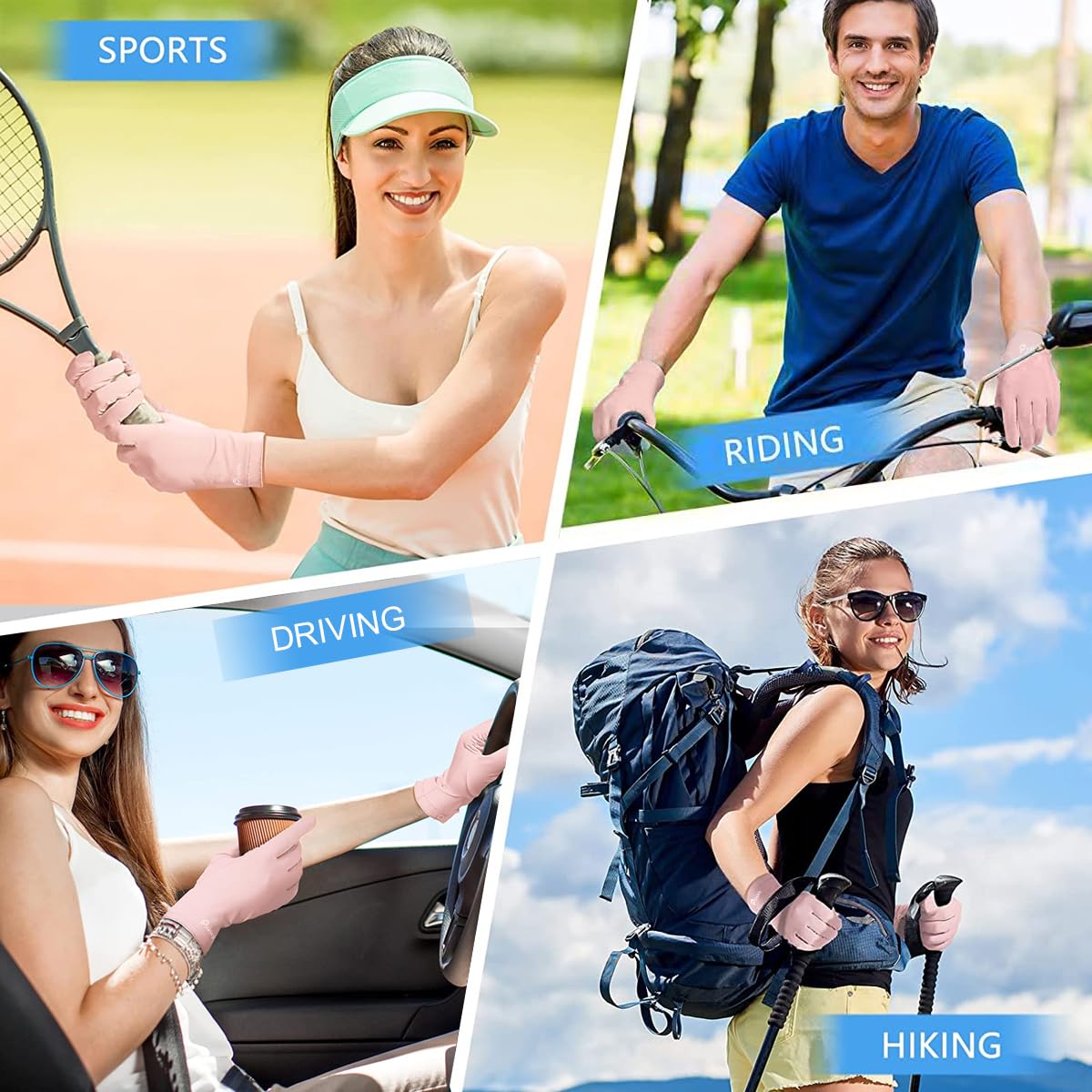 PALAY Sun Protection Gloves for Cycling and Fishing with Non Slip Design | Pink 2PCS