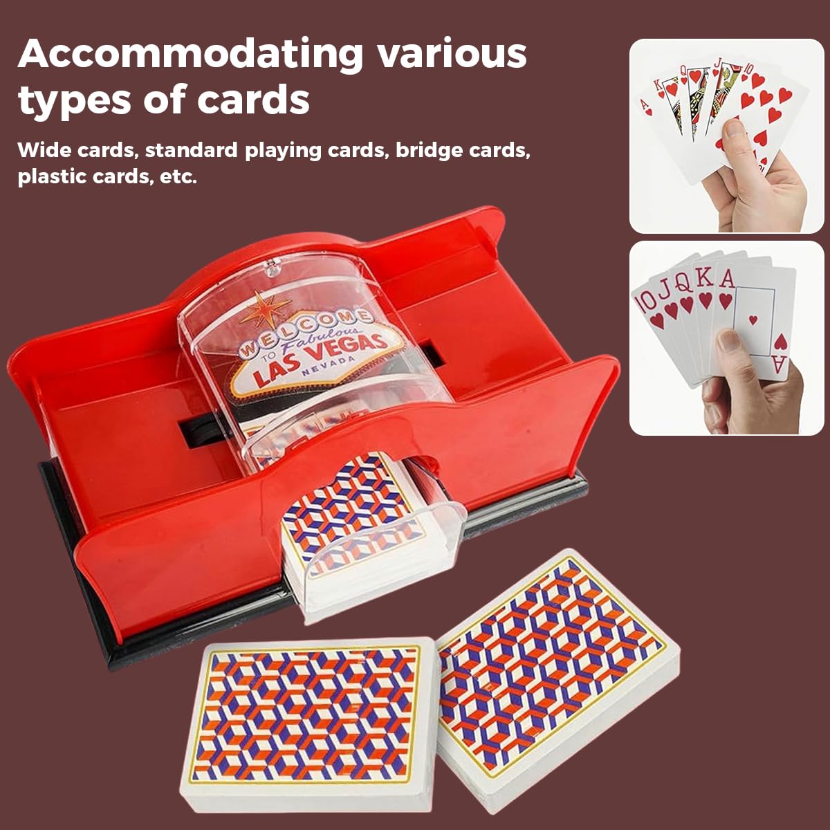 Supvox Manual Card Shuffler for Poker Games with Detachable Hand Crank and Clear Housing