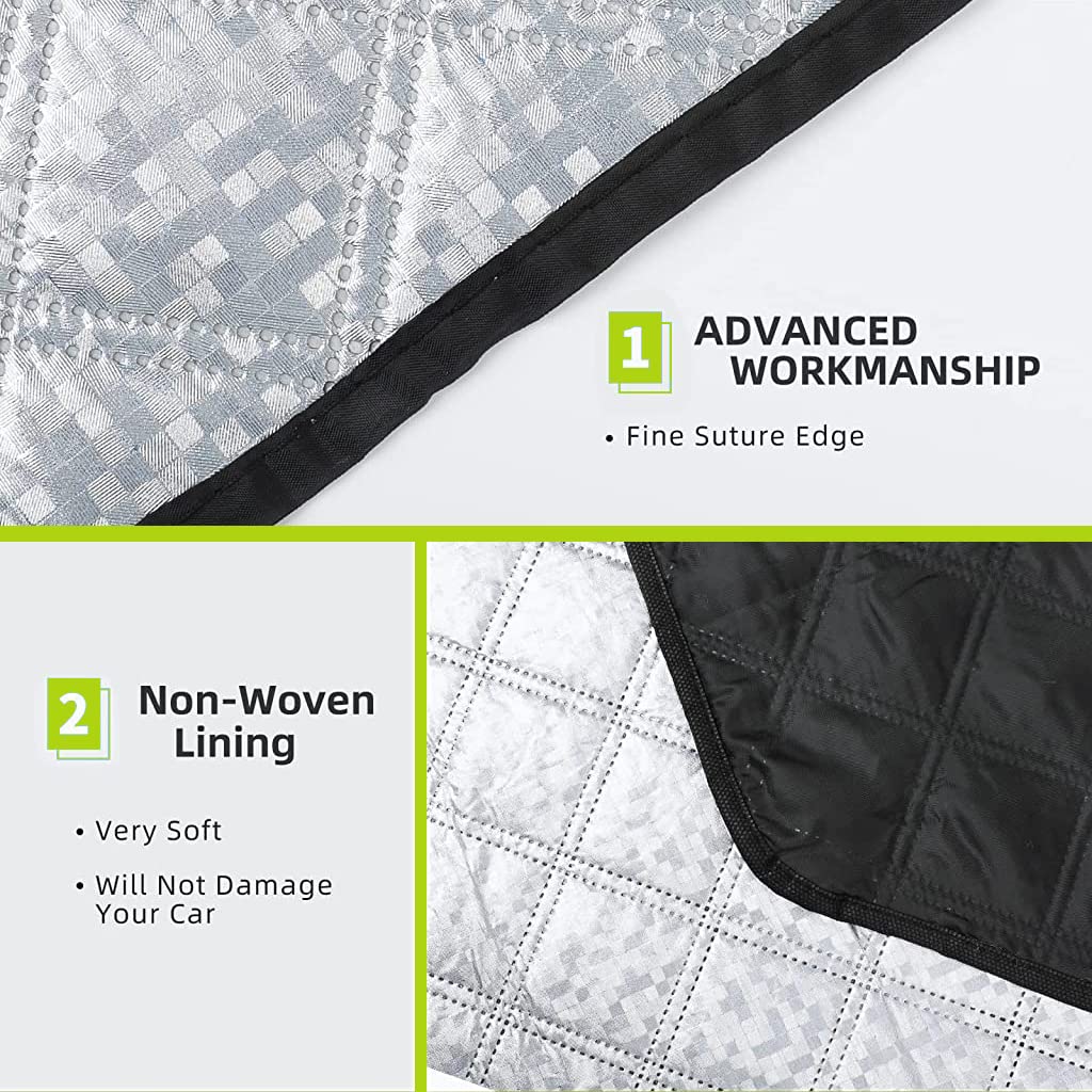 Car Windshield Sun Shade for All Season Protection with 9 Button Fixing and PEVA Foil 145×116cm