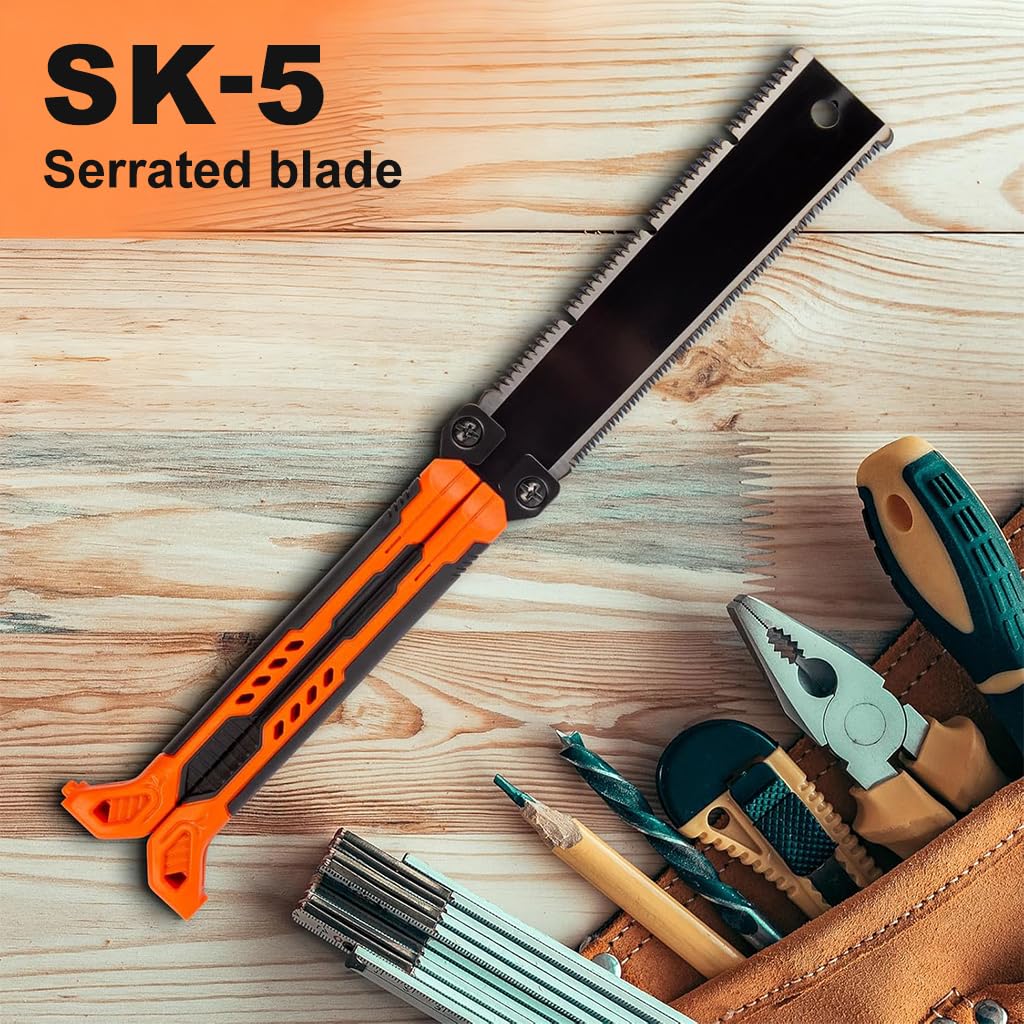 HASTHIP Hand Saw for Wood and PVC Crafts with 37cm SK5 Double Sided Blade | Folding Handle