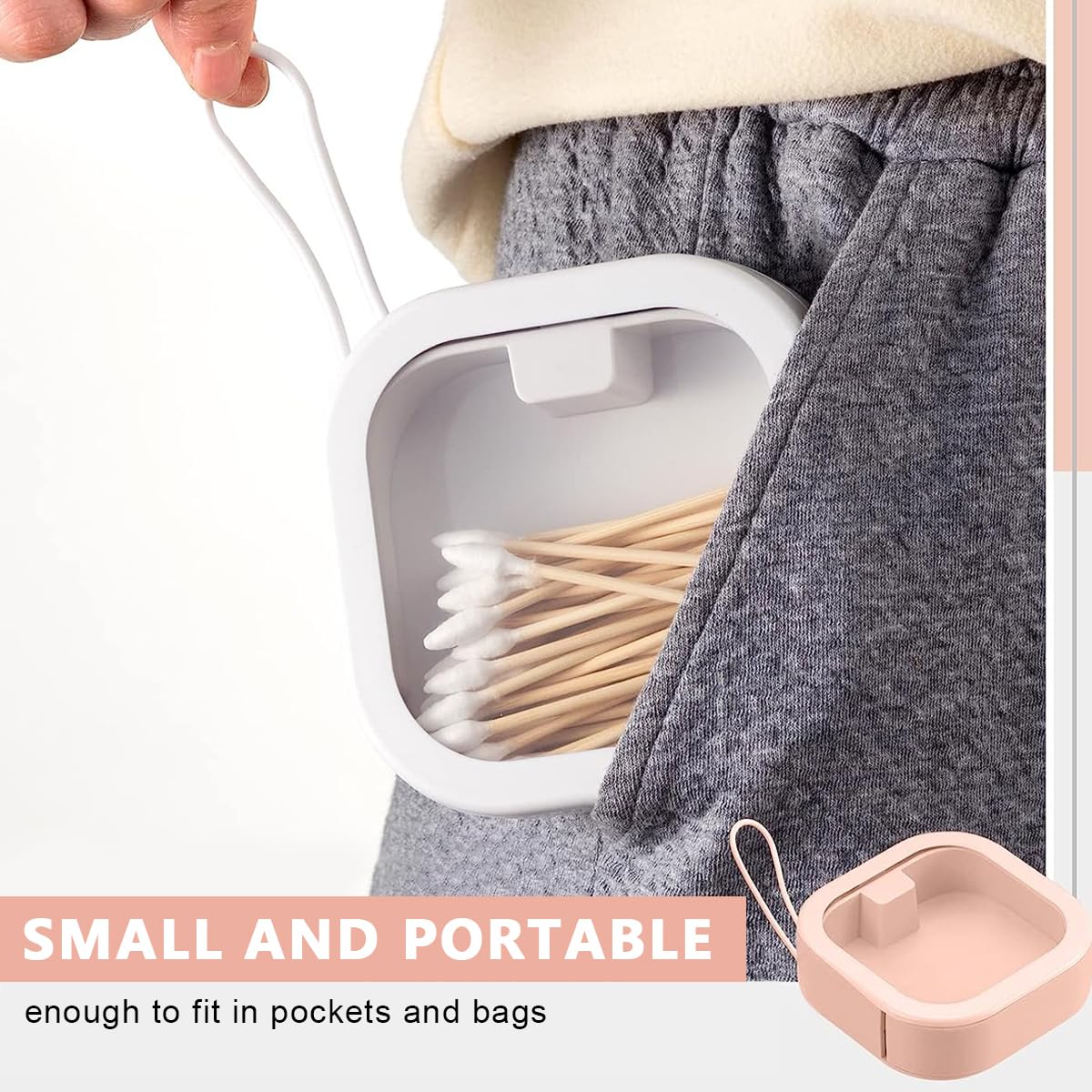 MAYCREATE Accessories Organizer Box for Travel with Transparent Cover 9.5×9.5×3cm | 2pcs Storage Case for Rings Hair Clips and Cotton Swabs