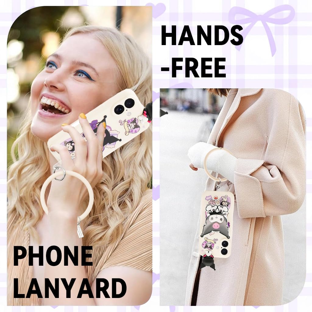ZORBES iPhone 16 Case with 3D Kawaii Cartoon Design featuring Silicone Ring Wristlet for Girls