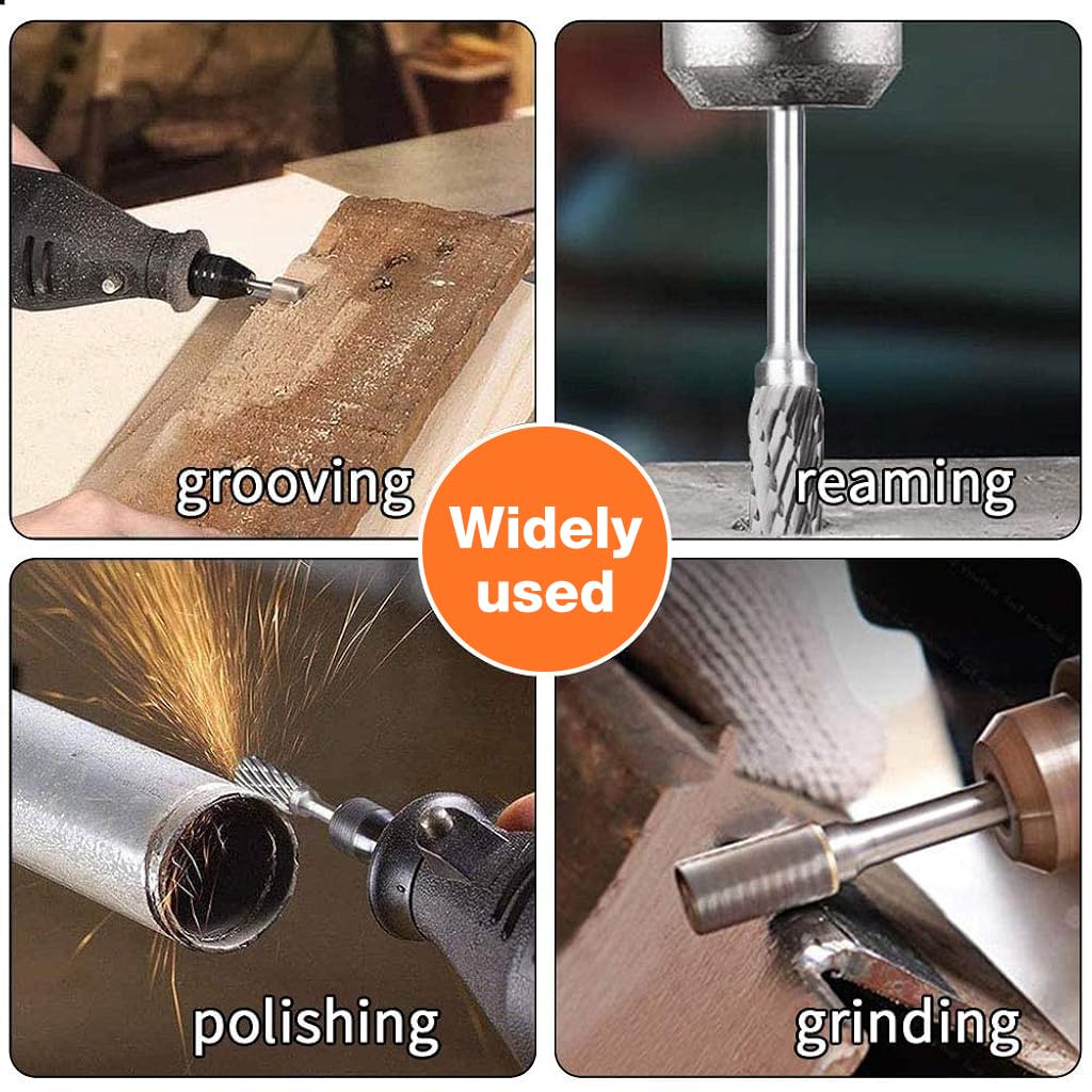 Serplex Tungsten Carbide Rotary Burr Set 20PCS with 1/8 Inch Shank for Wood and Metal Engraving