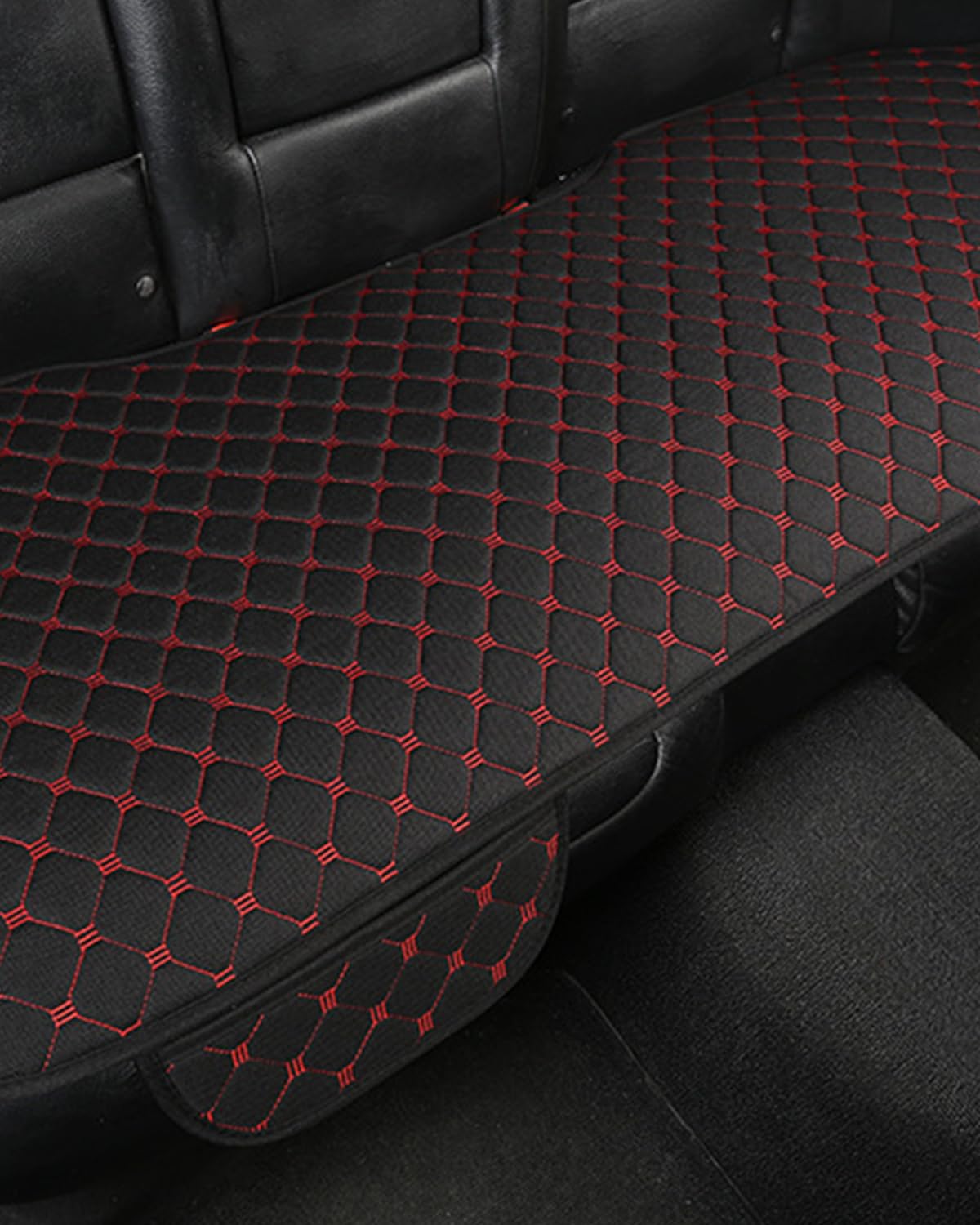 STHIRA Car Seat Covers 3Pcs Set for Front and Rear Seats with Anti Slip Flax Fabric | Black Interior Protection and Storage Pouch