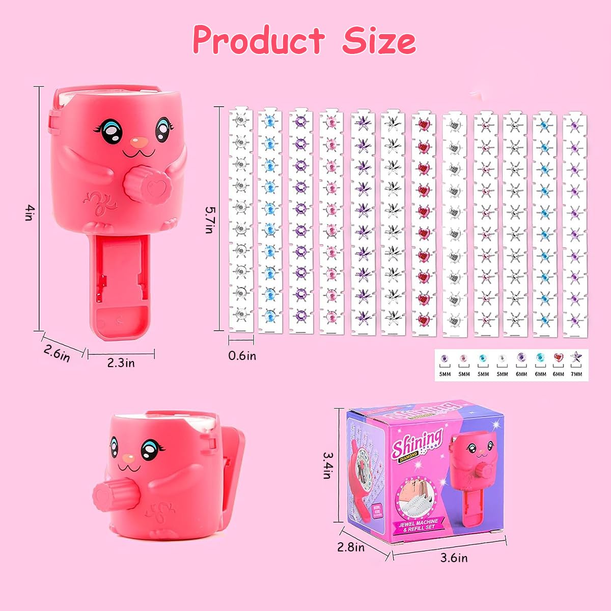 PATPAT Hair Gem Stapler Kit for Girls with 12 Gem Patches 120 Color Gems | Quick Styling Tool