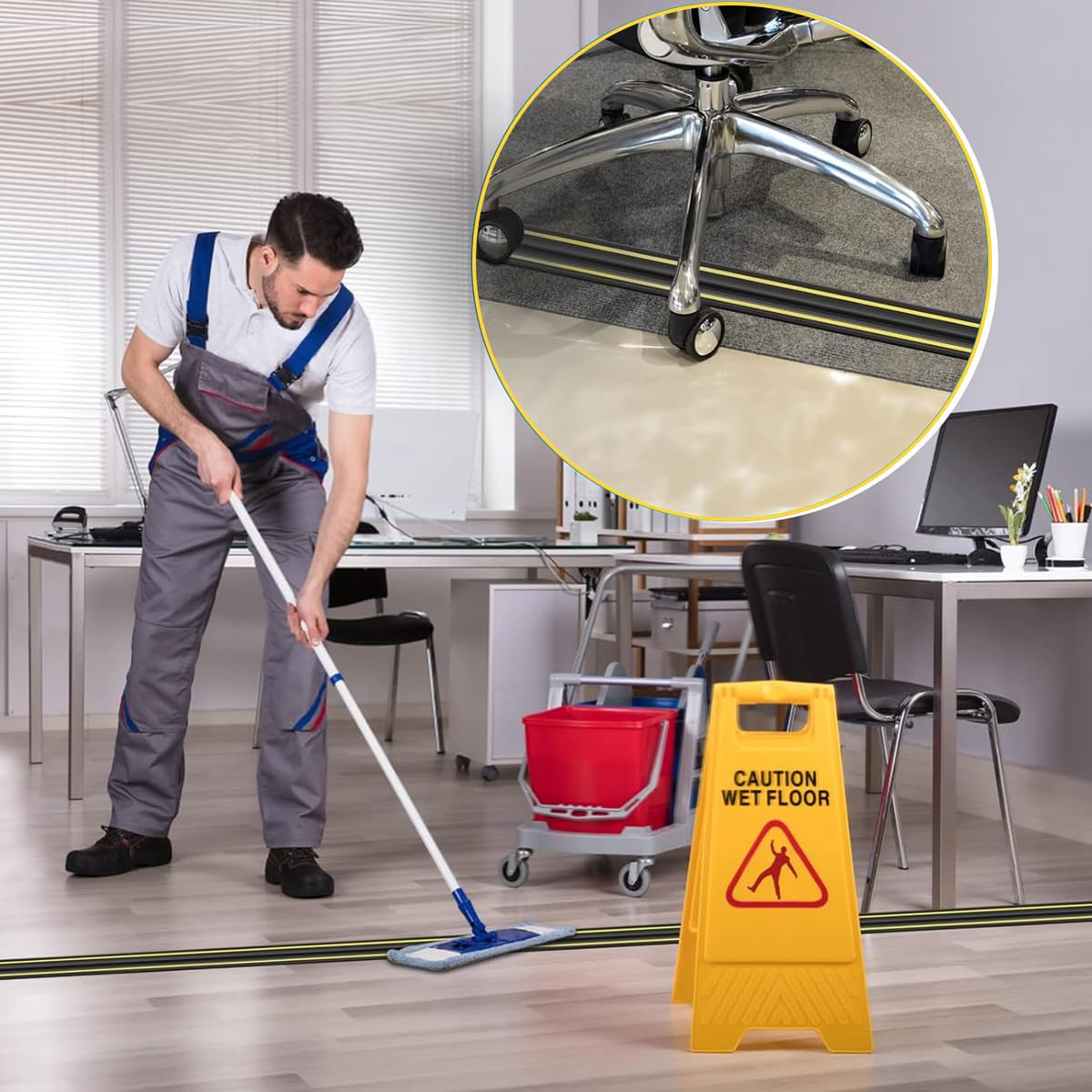 HASTHIP Floor Cord Cover Protector for Home and Office with 6.56ft Cuttable PVC 3 Channels | Waterproof and Easy Installation
