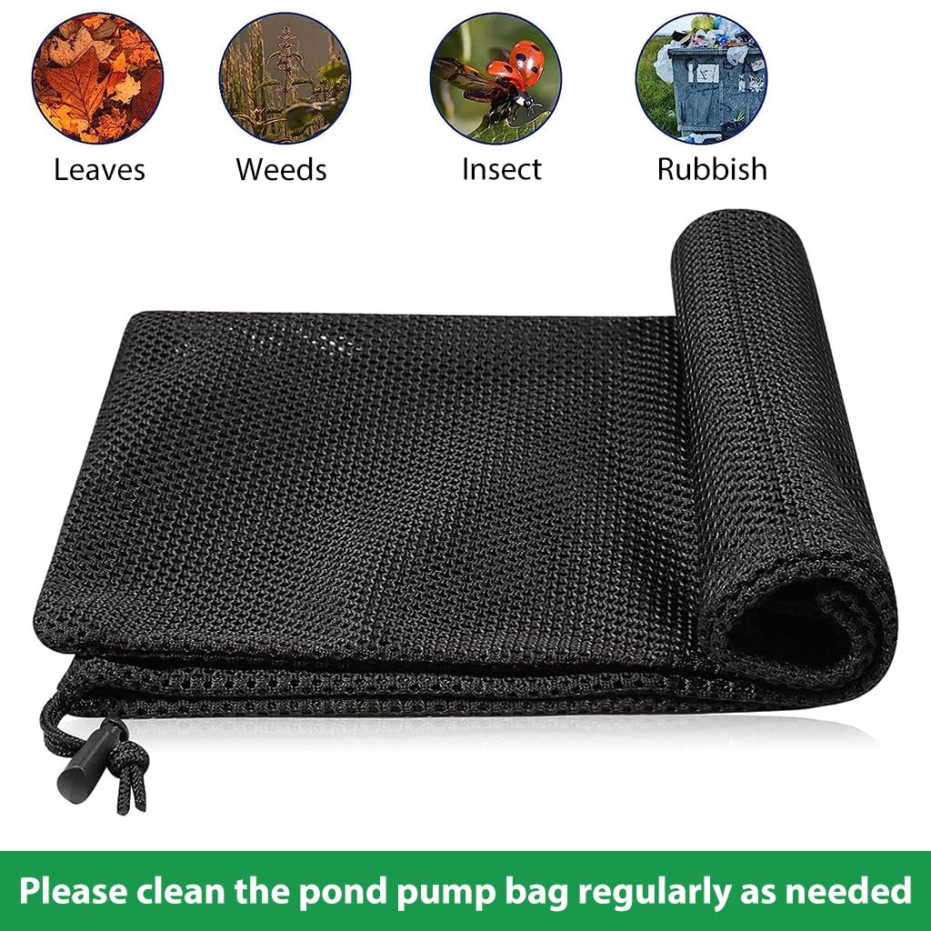 HASTHIP® Large Pond Pump Filter Bag 2-Pack, 31x41cm Nylon Mesh Barrier Bags with Drawstring for Fish Tanks, Prevents Clogging - Durable & Easy Maintenance, Universal Fit for Sump Pumps