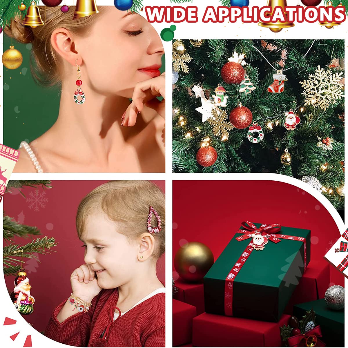 SANNIDHI Christmas Charms Pendants Kit for DIY Jewelry Making with 50pcs Zinc Alloy Charms | Ideal for Necklaces and Bracelets