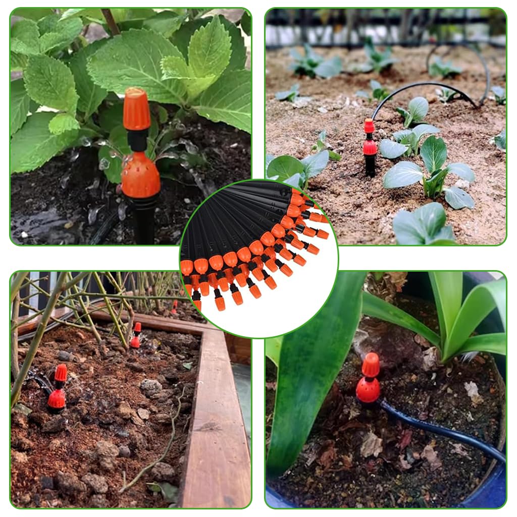 HASTHIP Slow Irrigation Stake Kit 30 pcs for Garden & Lawn with Adjustable Water Flow | 2 in 1 Stream and Mist Self Watering System