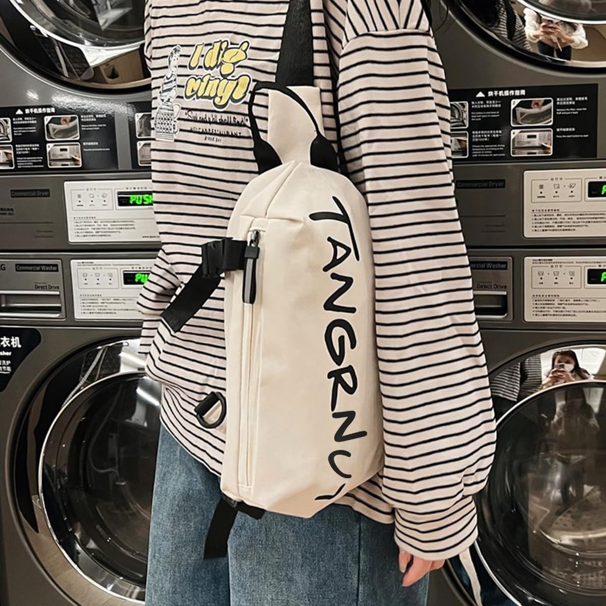 GUSTAVE Crossbody Bag for Travel and Commuting with 13.5×5×3.5 in Capacity and 3 Badges | Waterproof Nylon Design for Men and Women